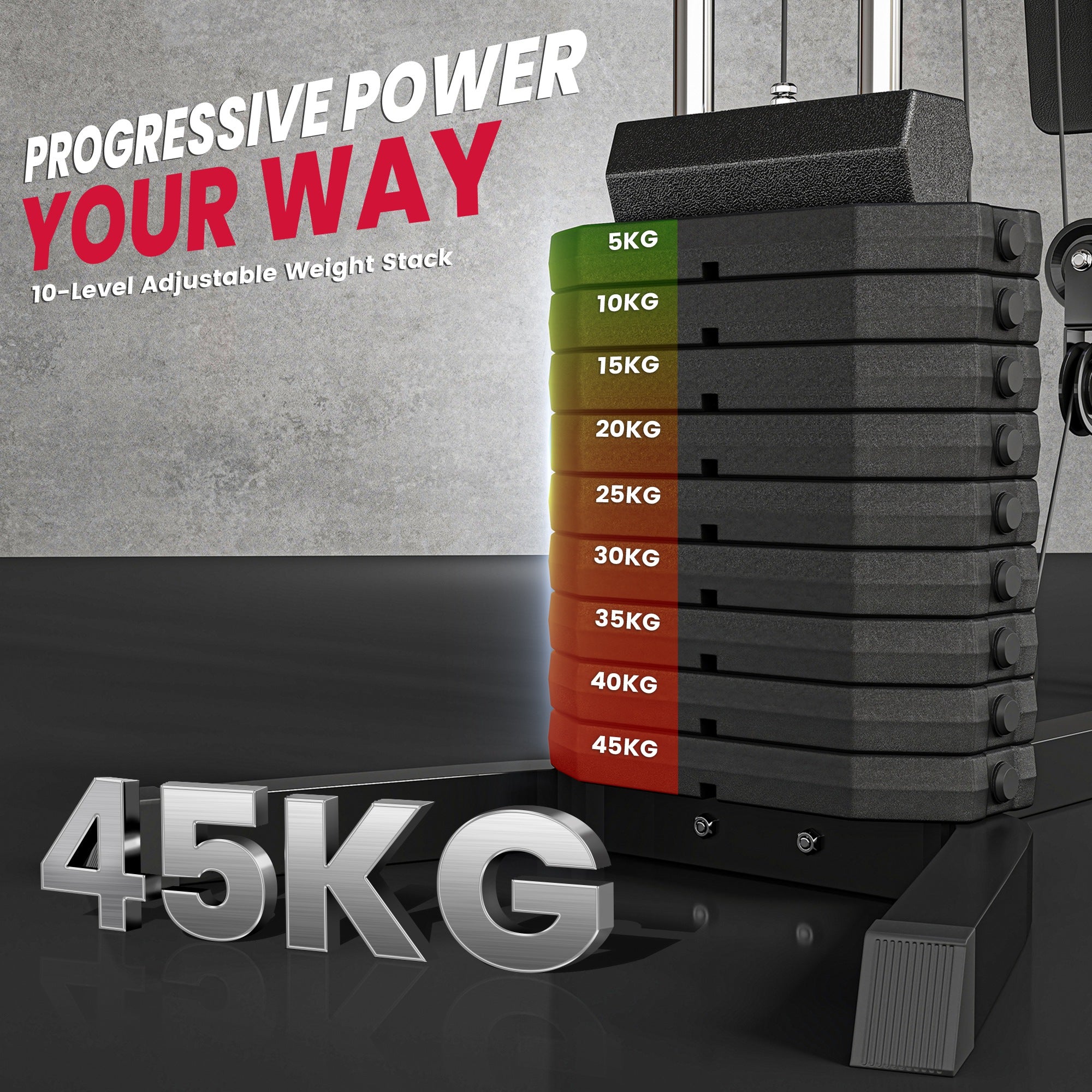 HOMCOM Multi-Exercise Gym Station, with 45kg Weight Stack, for Full Body Workout