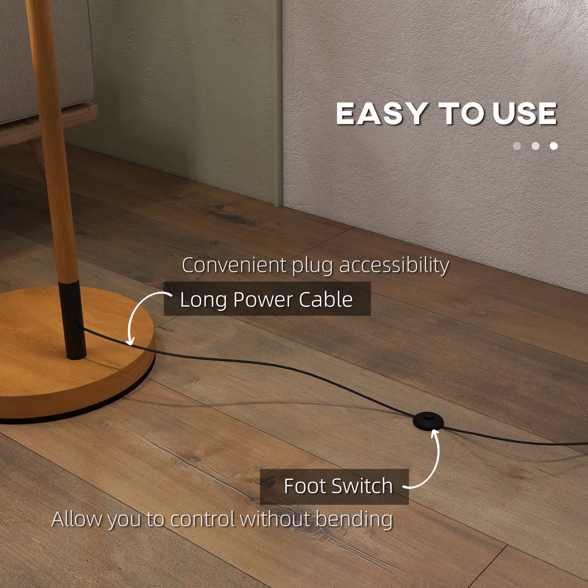 HOMCOM Metal Frame Floor Lamp with 350° Rotating Lampshade, for Living Room and Bedroom, LED Bulb Included, Brown - North Peak Garden Furniture