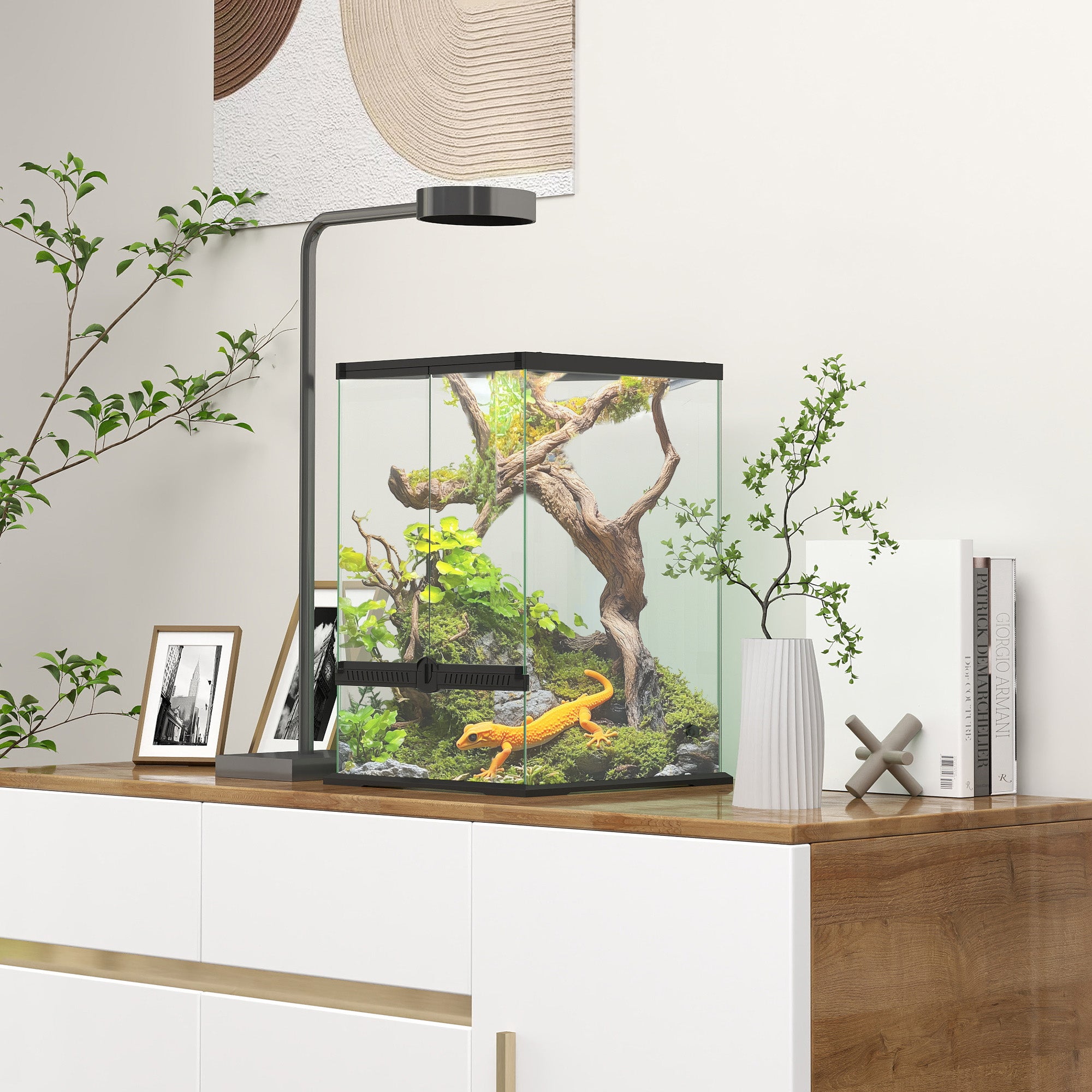 PawHut 40L Vivarium for Lizards, Frogs, Snakes, Turtles, Tortoises w/ Anti-Escape Design, Ventilation - North Peak Garden Furniture