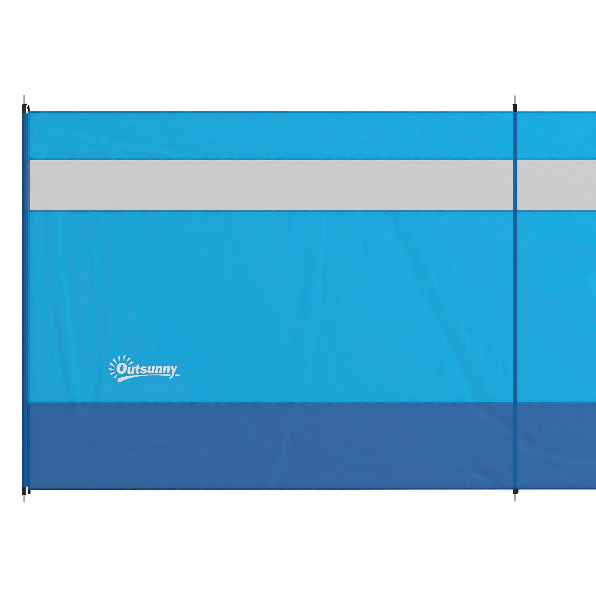Outsunny Camping Windbreaker with Clear Windows, Carry Bag and Steel Poles, for Beach Caravan Campervan, 725 x 140cm, Blue - North Peak Garden Furniture