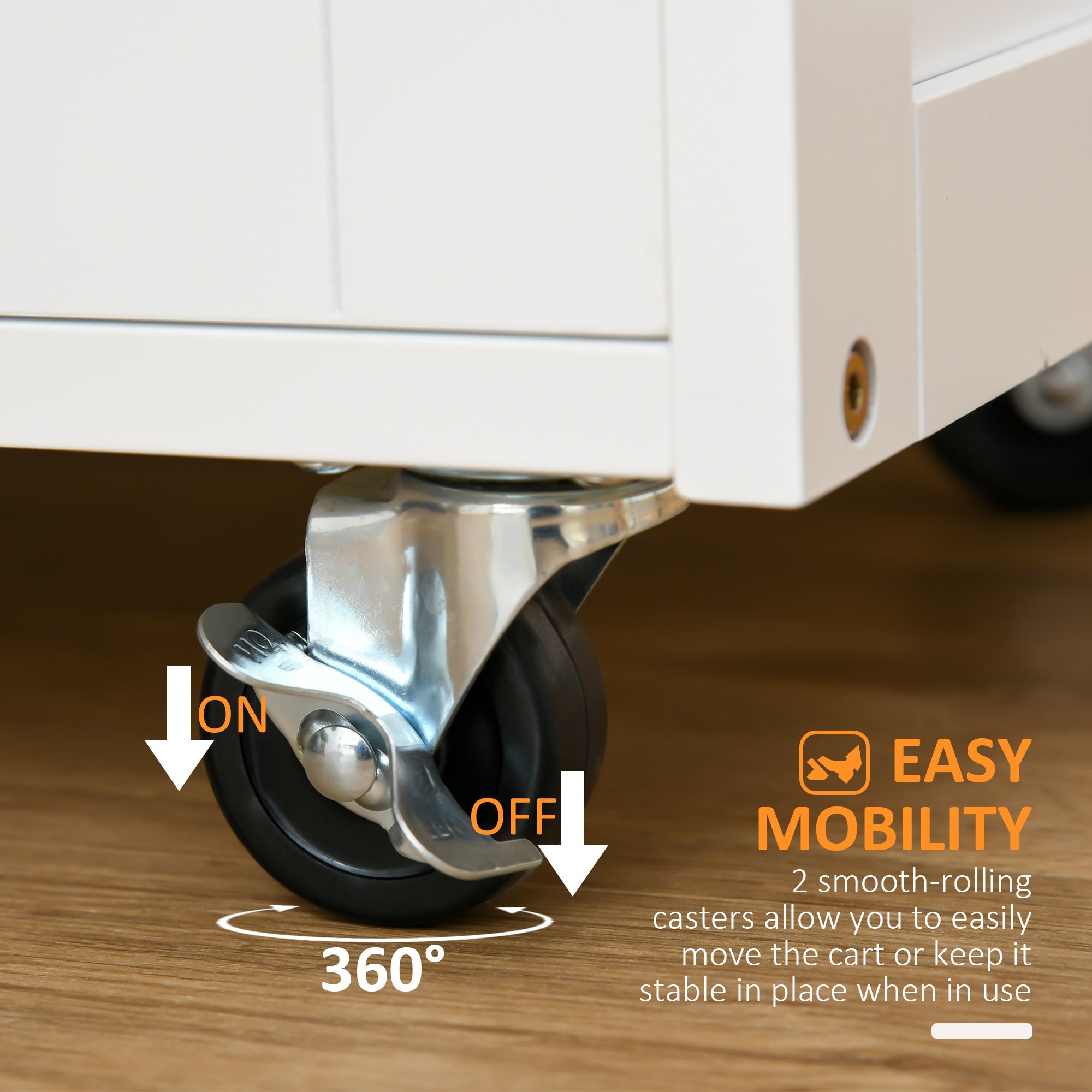 HOMCOM Modern Kitchen Trolley, Rolling Island Storage Cart with Drawer, 9-bottle Wine Rack, Door Cabinets, Wooden Countertop, White - North Peak Garden Furniture
