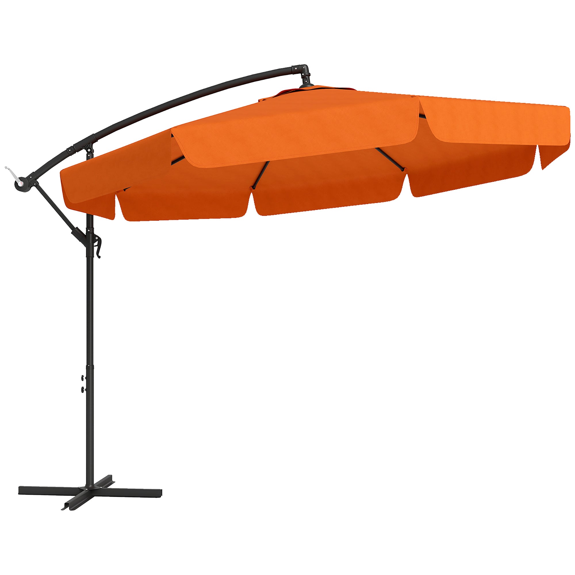 Outsunny 2.7m Garden Cantilever Banana Parasol - Orange - North Peak Garden Furniture