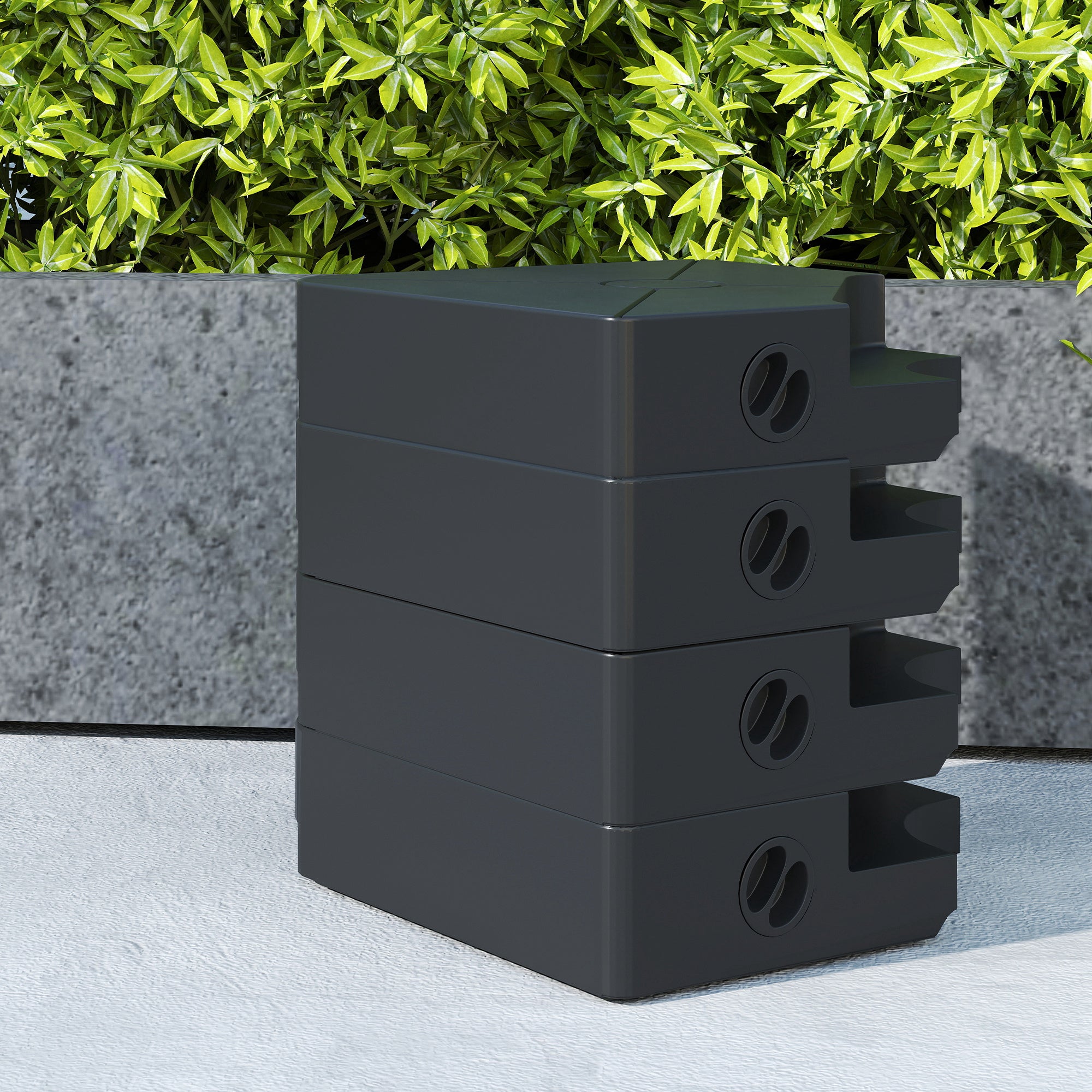 Outsunny Umbrella Weights for Cantilever Parasols, Set of 4 Heavy Duty Parasol Base Weights, 64kg Sand or 55kg Water Filled, Black - North Peak Garden Furniture