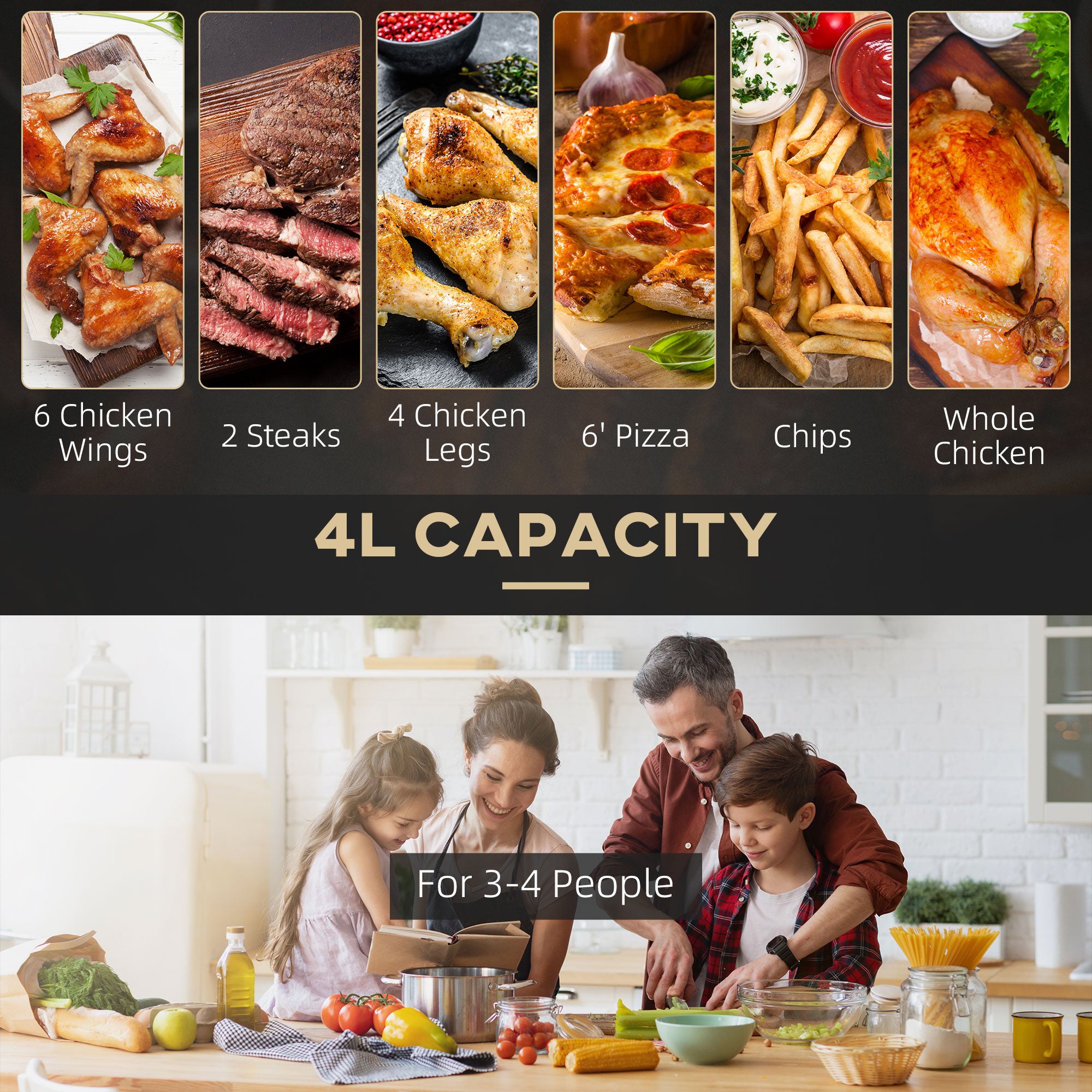 HOMCOM 4L Air Fryer, 1300W Air Fryer Oven with Digital Touch Display, Rapid Air Circulation, 12 Cooking Programs, Adjustable Temperature, Timer, Nonstick Basket for Oil Less or Low Fat Cooking, Black - North Peak Garden Furniture