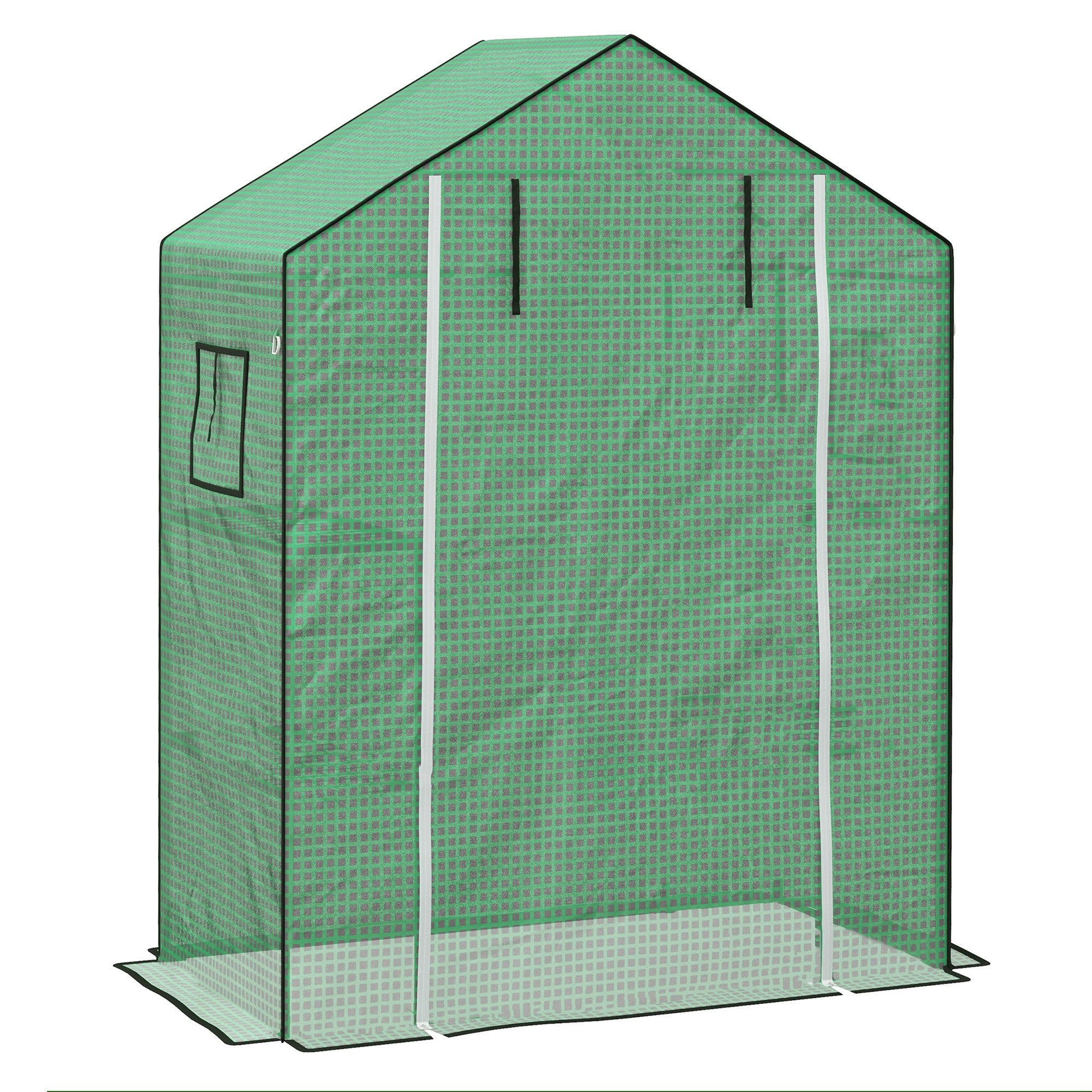 Outsunny Greenhouse Cover Replacement Walk-in PE Hot House Cover with Roll-up Door and Windows, 140 x 73 x 190cm, Green - North Peak Garden Furniture