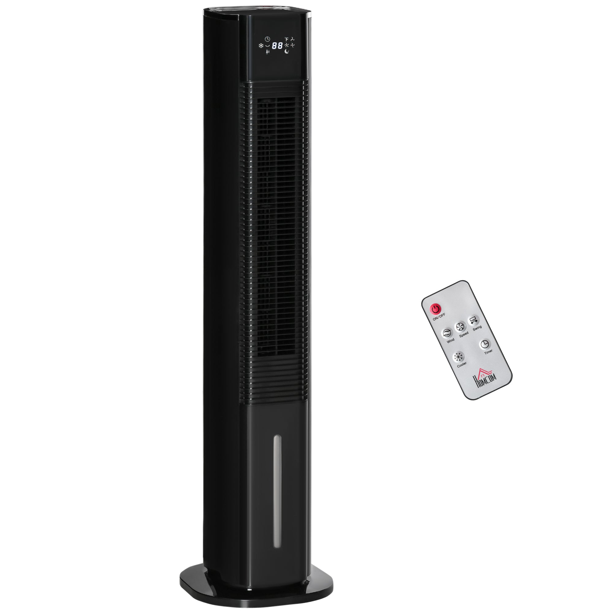 HOMCOM Nine Setting Tower Fan Humidifier, with Ice Boxes - Black