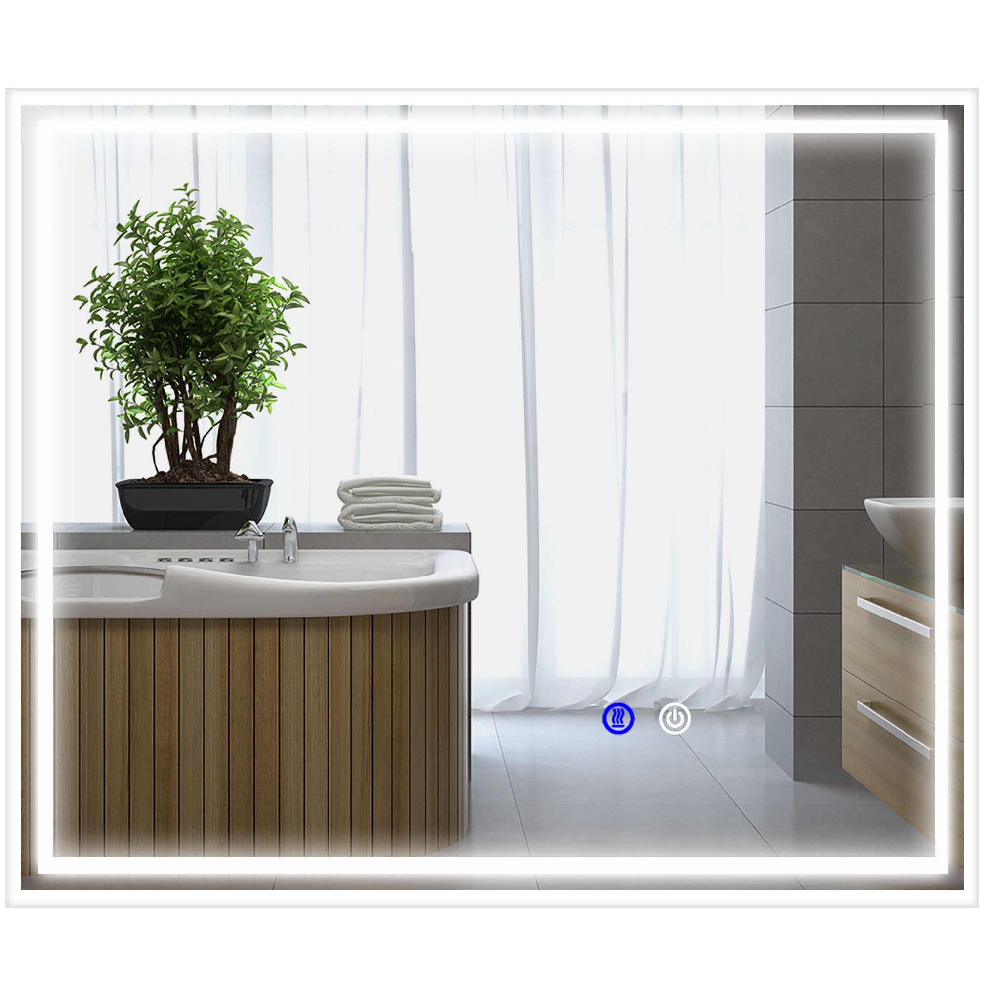 kleankin LED Bathroom Mirror with Lights, Illuminated Makeup Mirror, Vanity Mirror with 3 Colour, Smart Touch, Anti-Fog - North Peak Garden Furniture