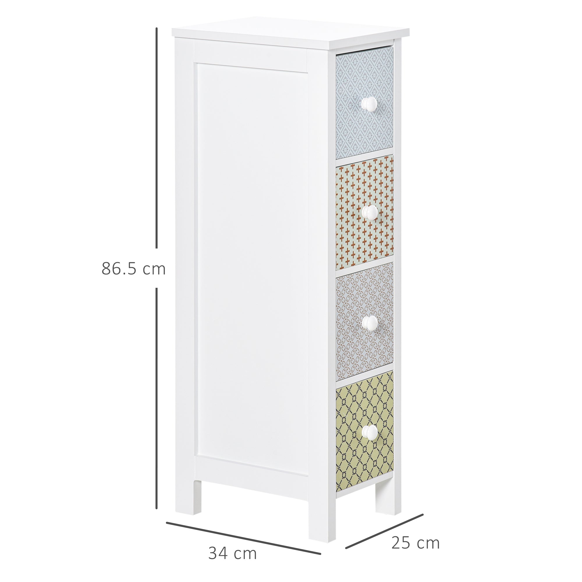 HOMCOM Chest of Drawers, 4 Drawer Dresser, Storage Organizer Toilet Tissue Cabinet for Bedroom, Bathroom - North Peak Garden Furniture