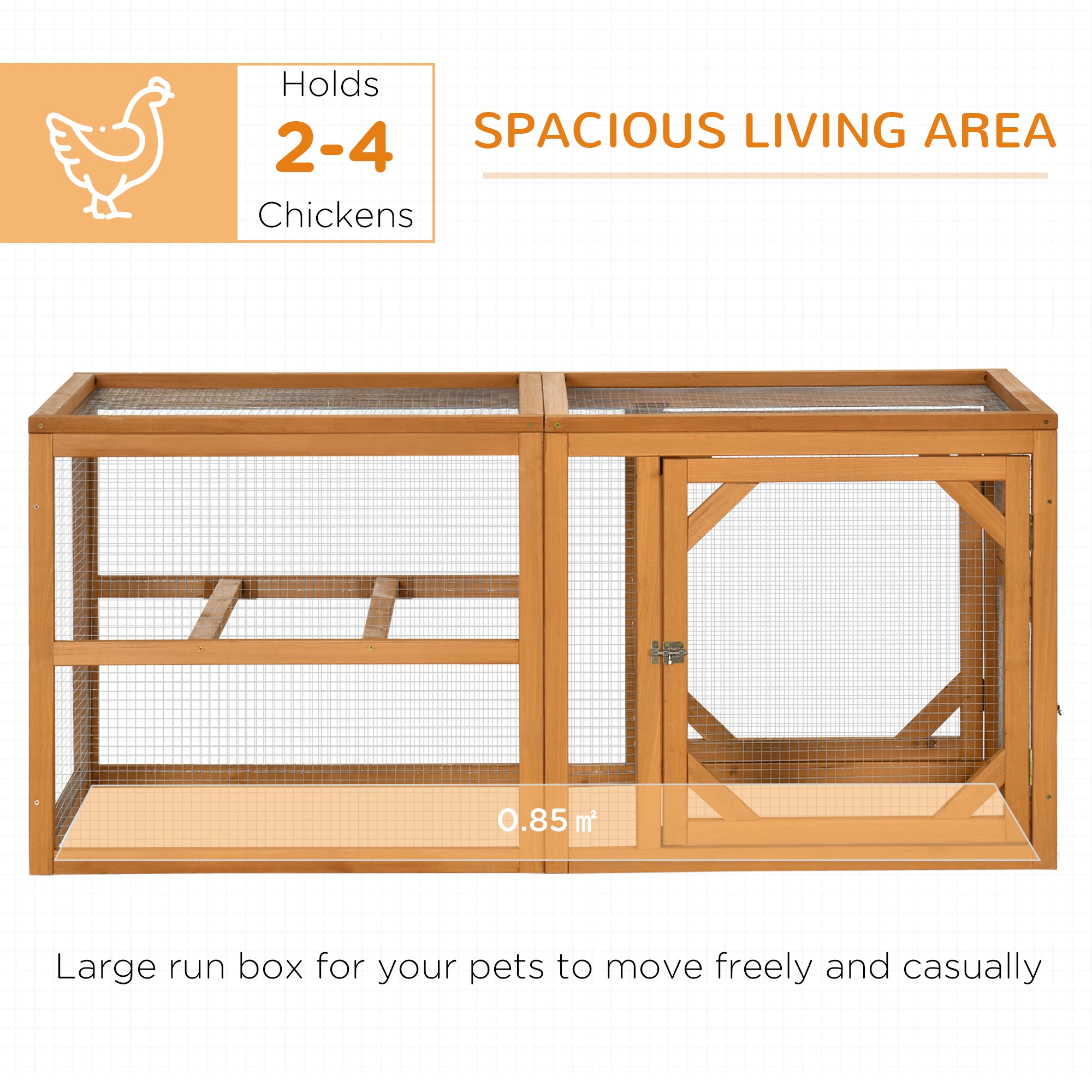 PawHut Wooden Chicken Coop with Perches, Doors, Combinable Design, for 2-4 Chickens - Natural Wood Colour - North Peak Garden Furniture