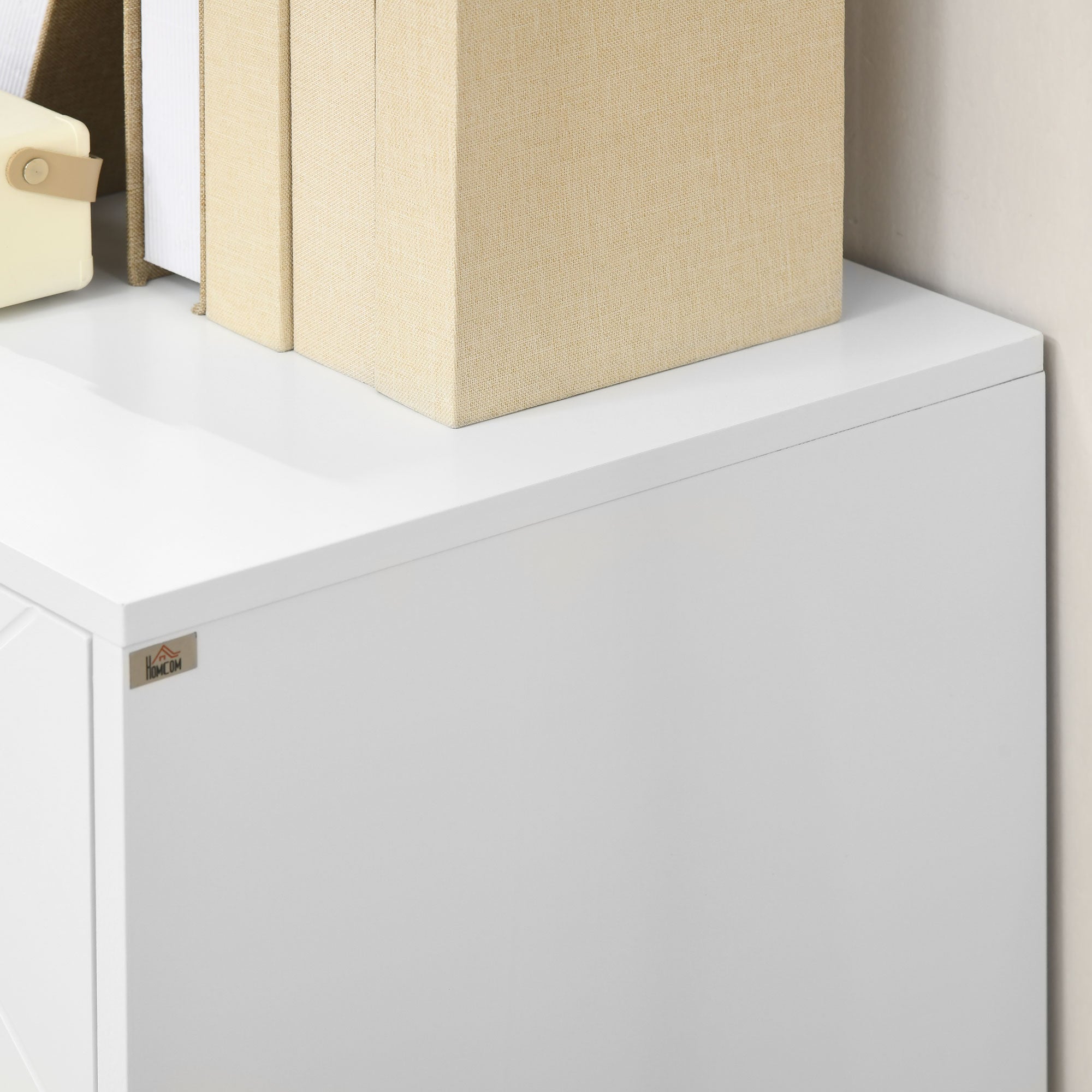 HOMCOM Storage Cabinet Slim Sideboard with Golden Hairpin Legs Adjustable Shelves for Living Room Dining Room Hallway White - North Peak Garden Furniture