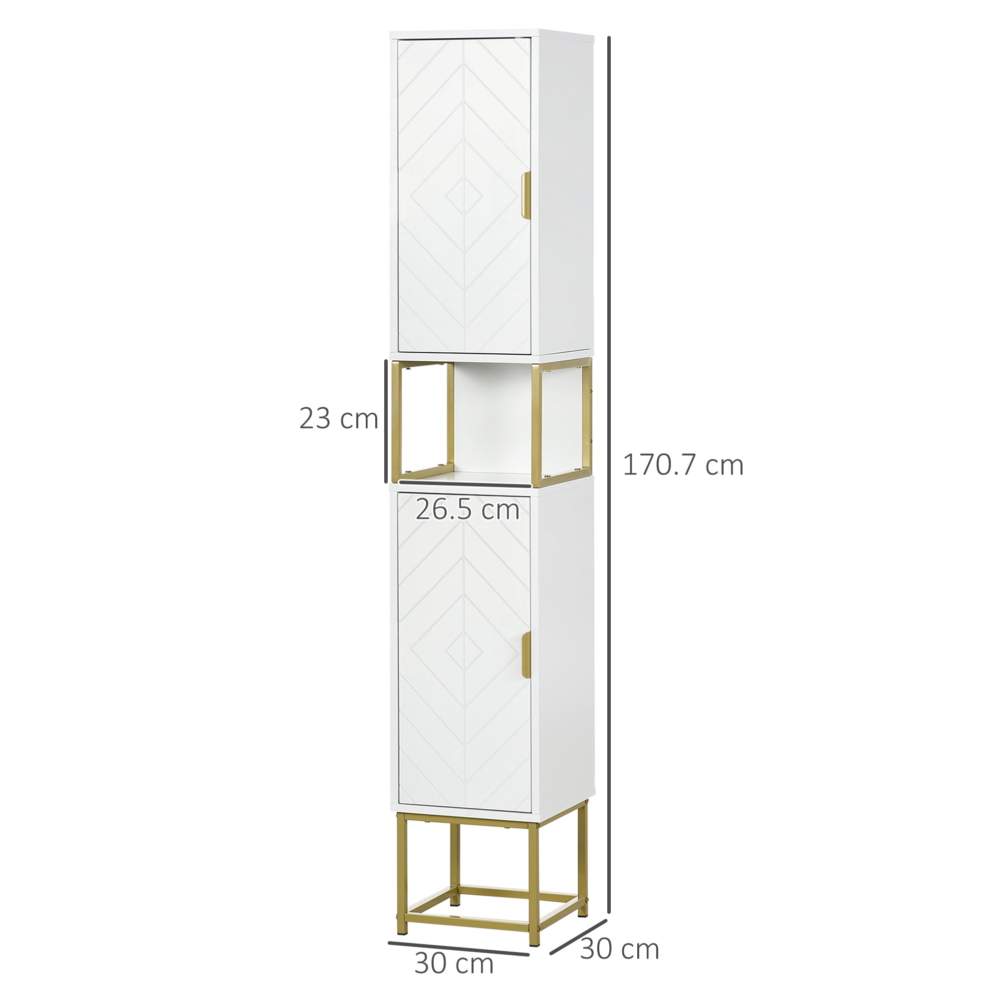 kleankin Narrow Bathroom Storage Cabinet, Freestanding Tallboy Storage Unit with Adjustable Shelf, 2 Doors and Steel Base, Slim Corner Organizer, White - North Peak Garden Furniture