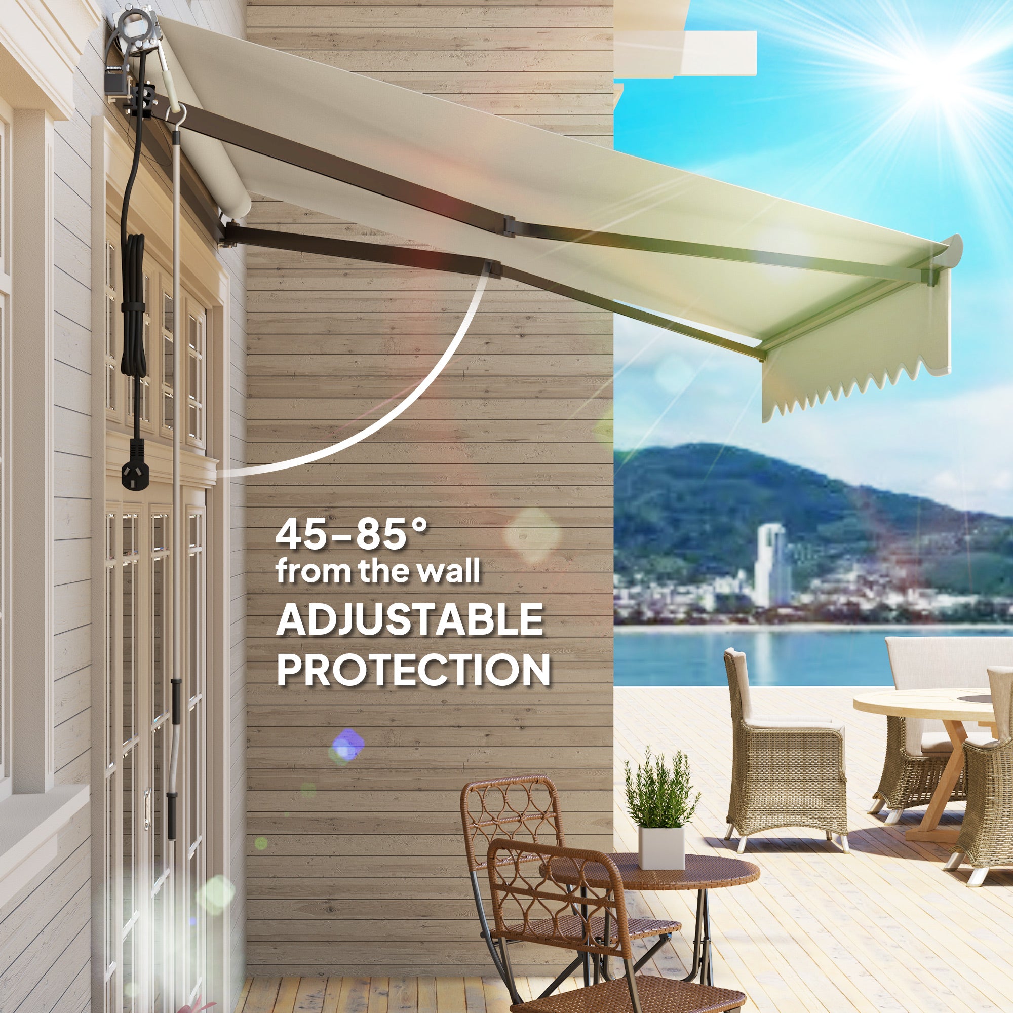 Outsunny 2.5 x 3m Electric/Manual Awning, with Remote - Beige - North Peak Garden Furniture