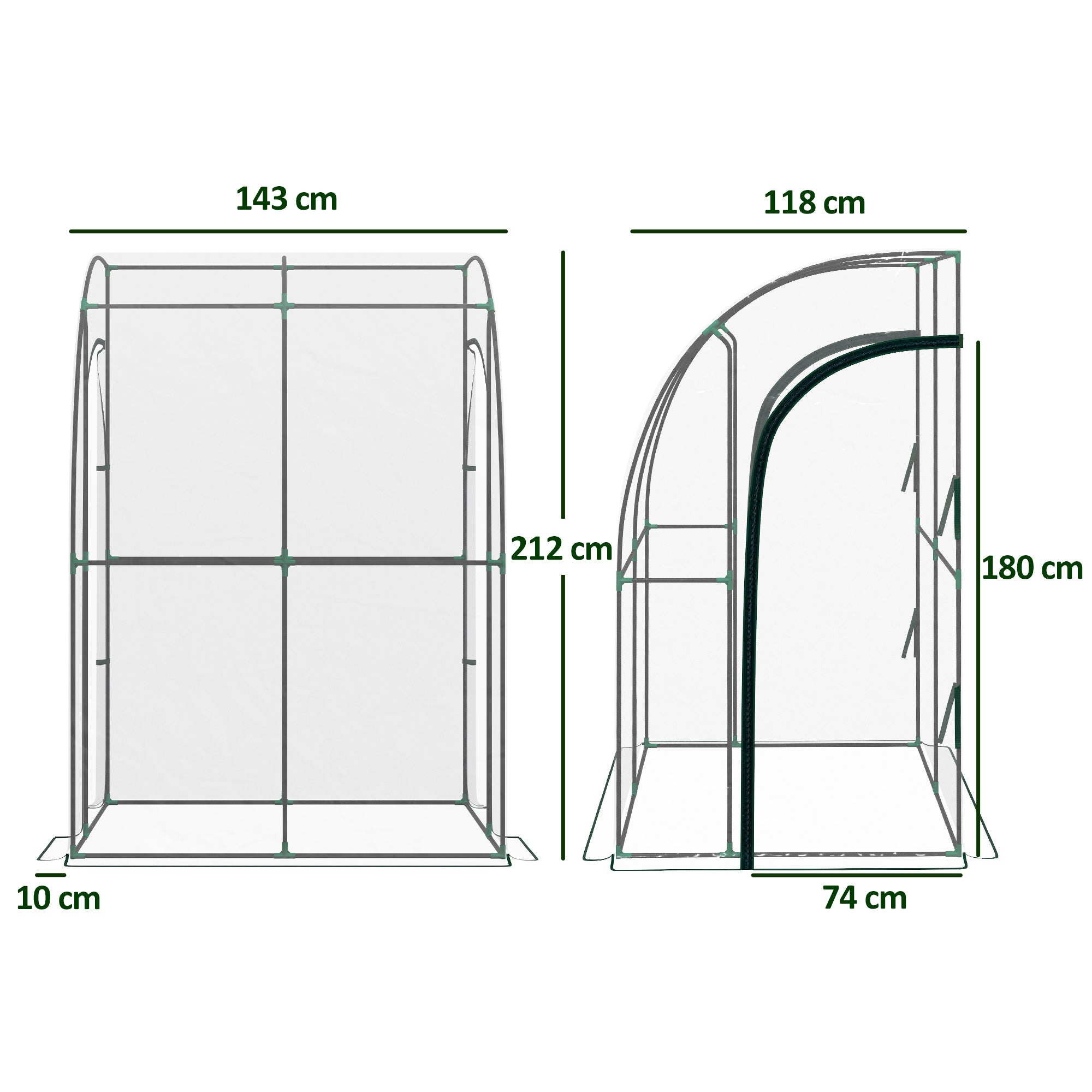 Outsunny 143cm x 118cm Walk-In Lean To Greenhouse, with Accessories - North Peak Garden Furniture