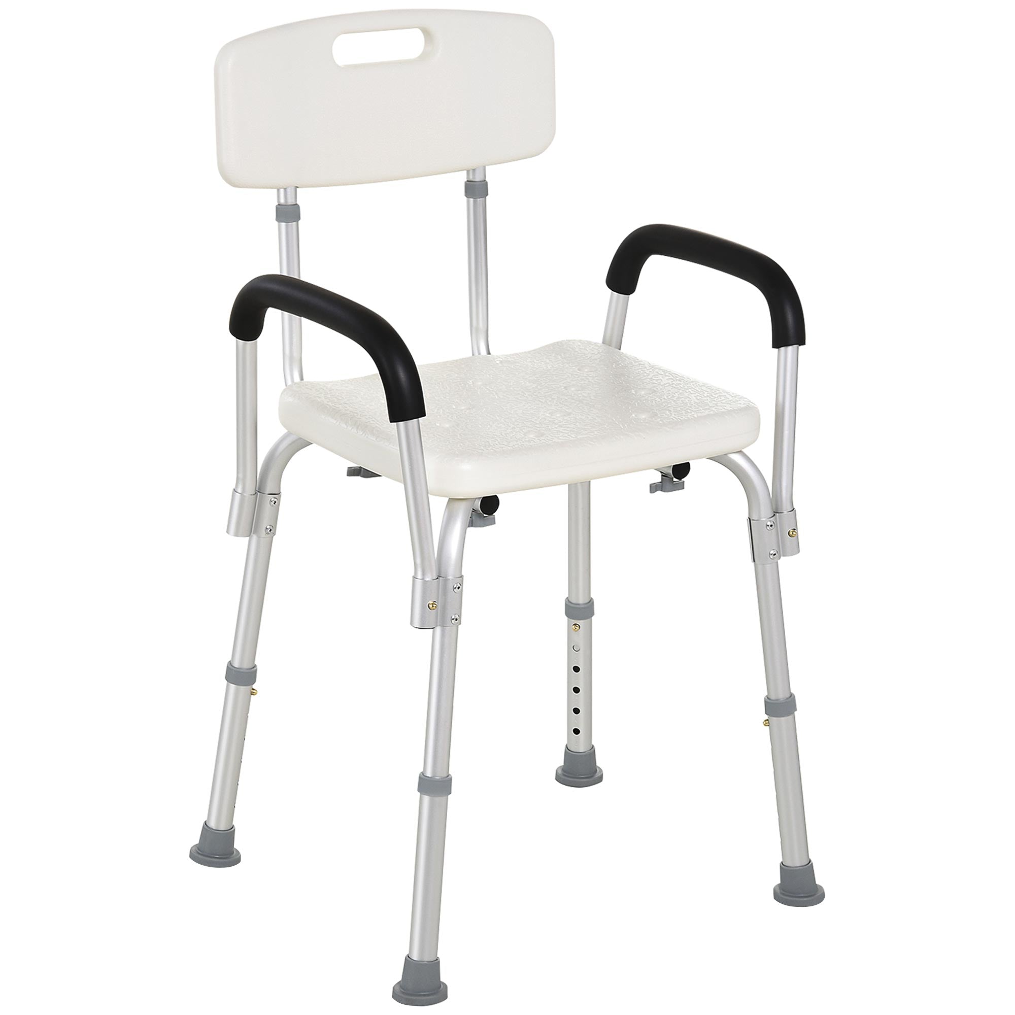 HOMCOM Adjustable Shower Chair, Shower Seat, Portable Medical Stool with Adjustable Back and Armrest for Mobility