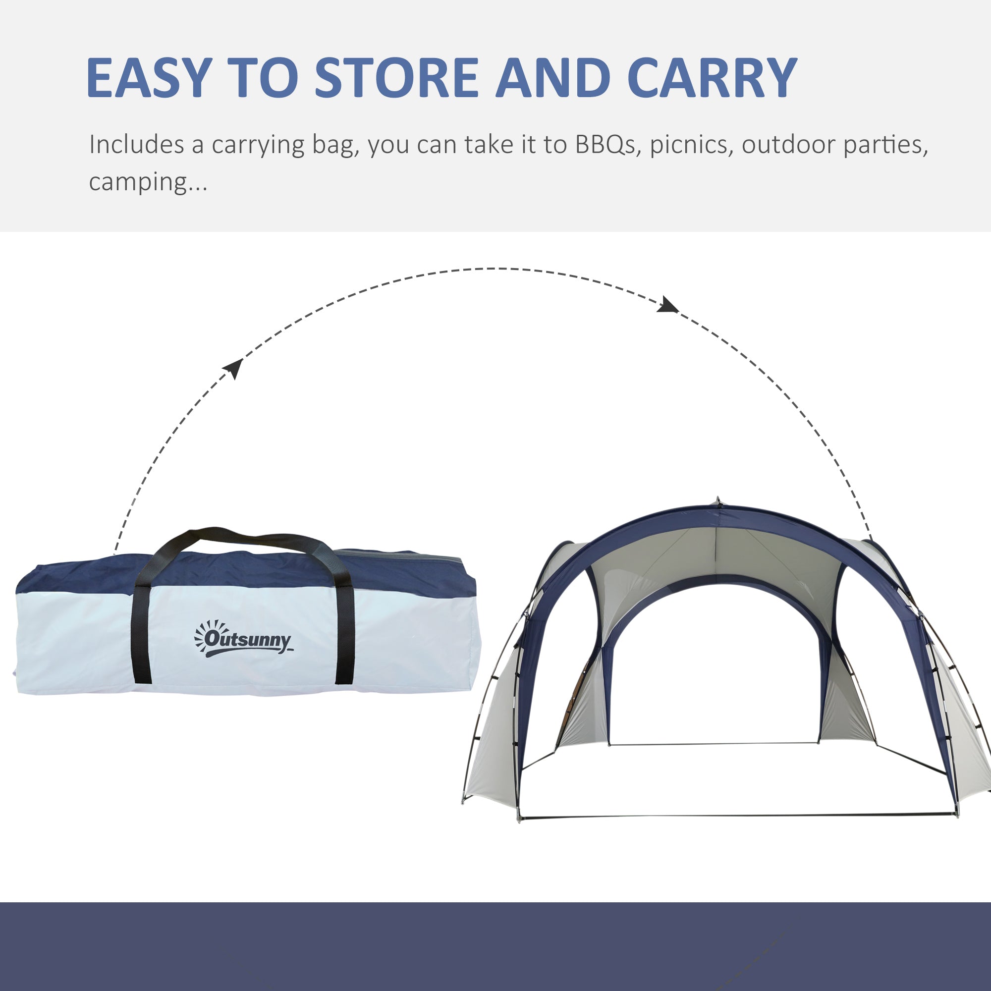 Outsunny Gazebo Party Tent, 3.5x3.5m-Cream/Blue - North Peak Garden Furniture