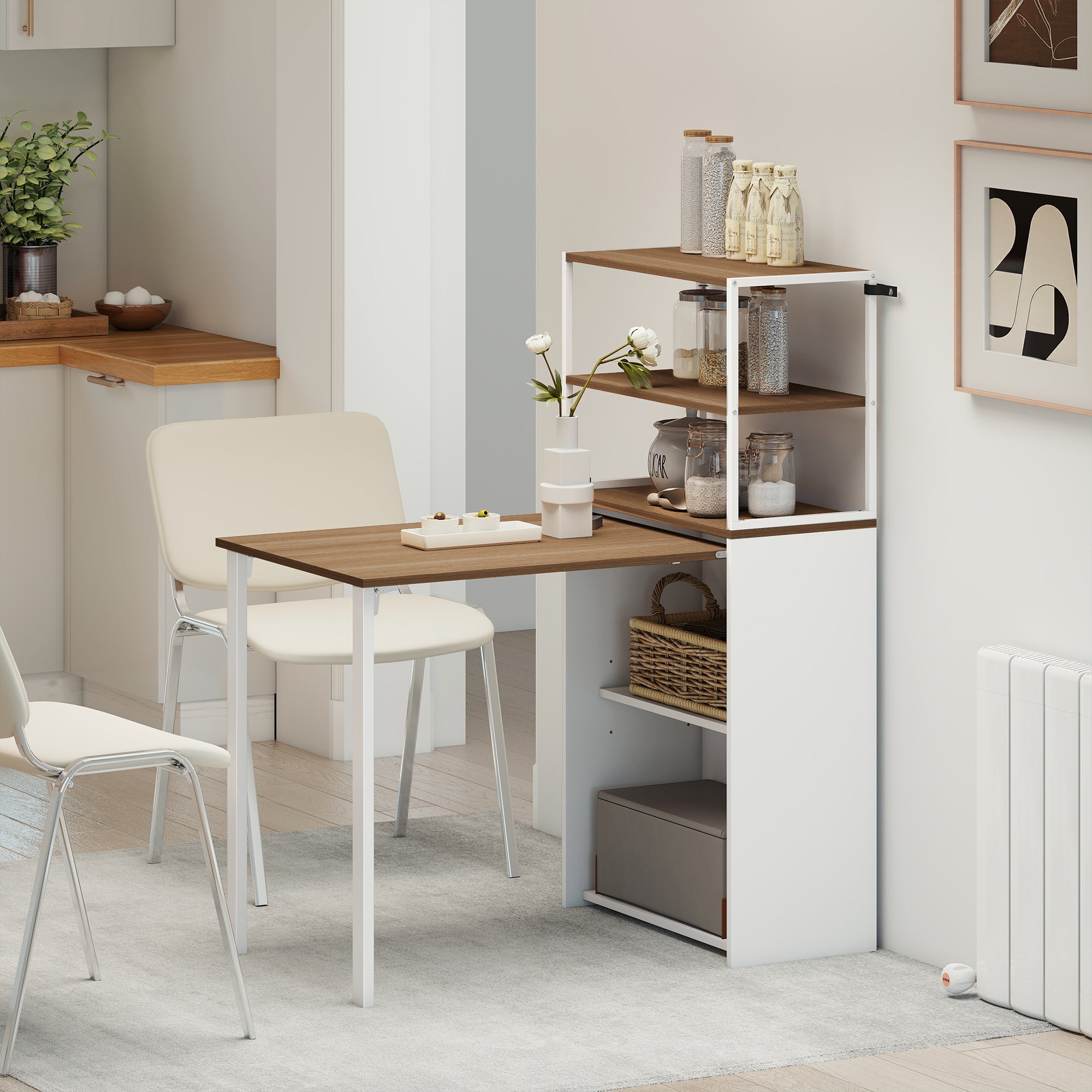 HOMCOM Folding Shelf and Work Table - Natural