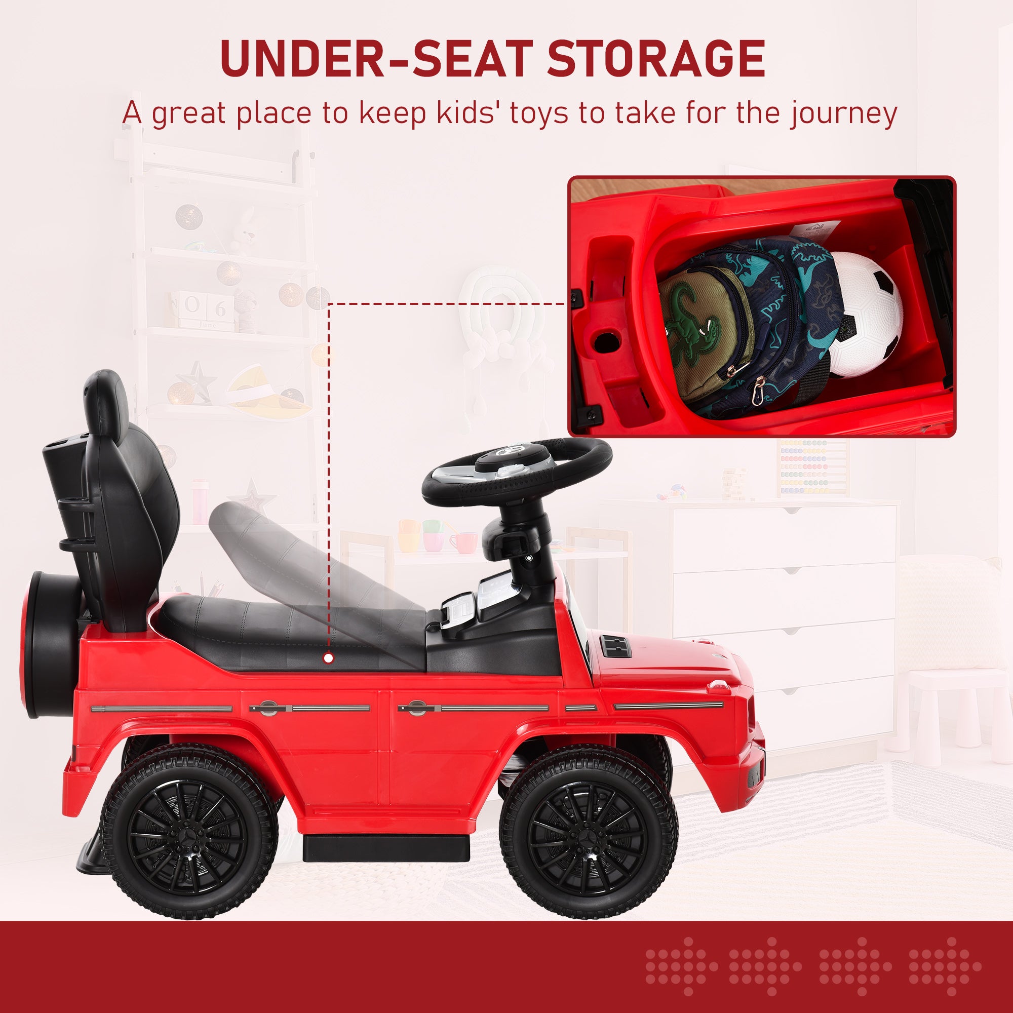 HOMCOM 3 in 1 Kids Children Ride on Push Car Toddler Sliding Car G350 Licensed Walker Foot to Floor Slider Push-Along with Horn Steering Wheel NO POWER Manual, Red - North Peak Garden Furniture