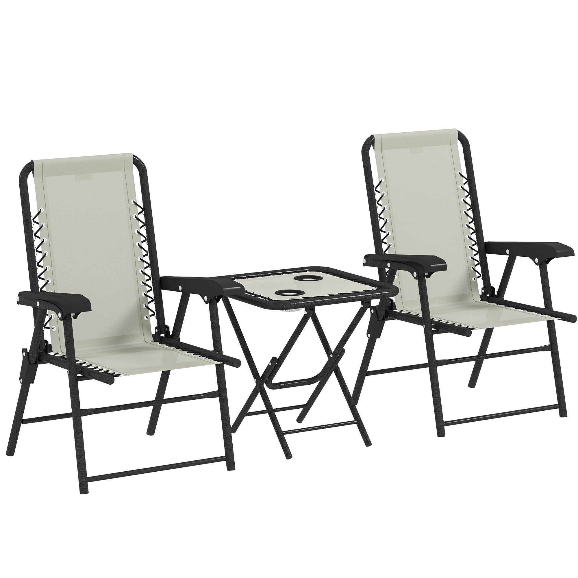 Outsunny Three-Piece Garden Table and Chair Set - Cream White
