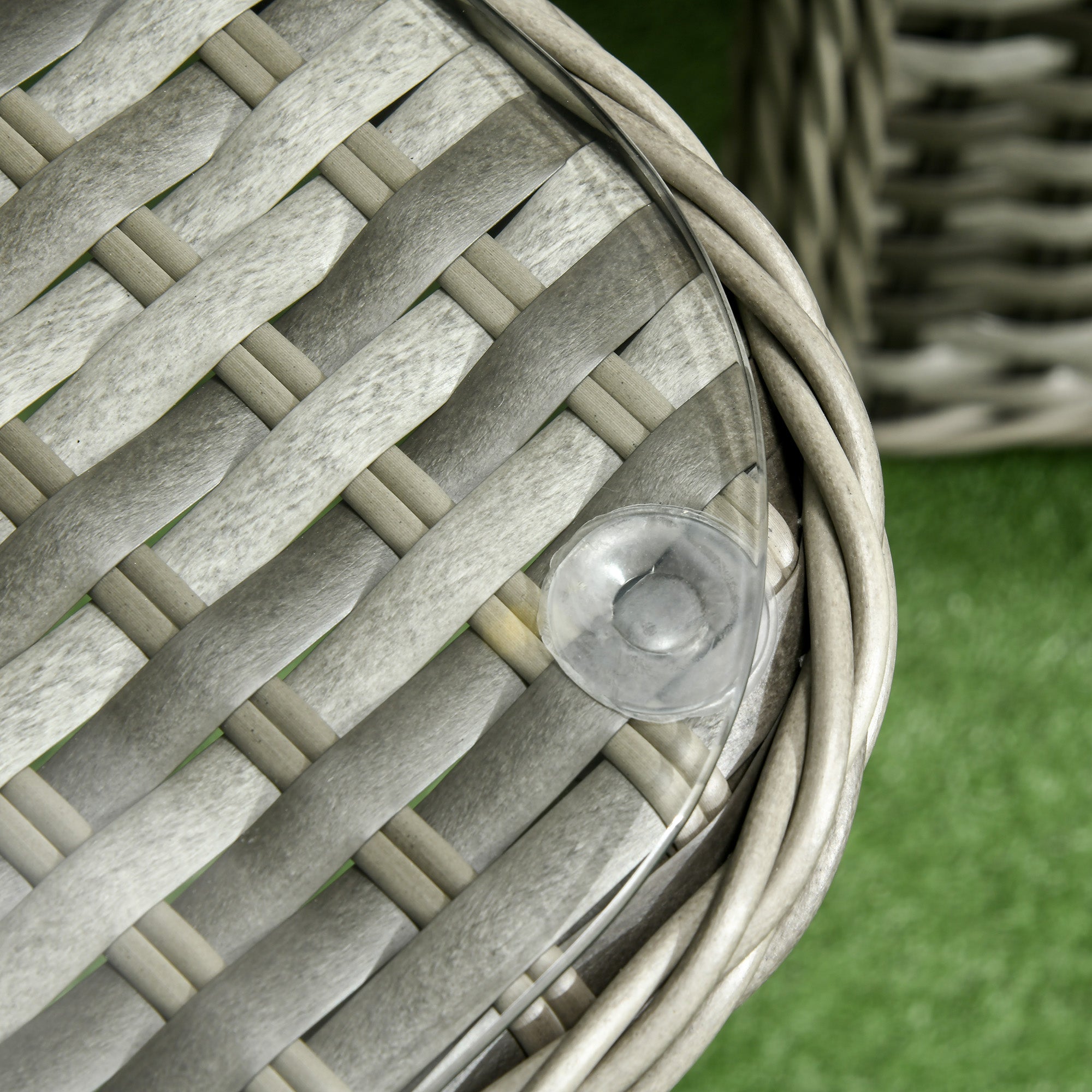 Outsunny 4 Pieces Outdoor PE Rattan Garden Furniture, Patio Round Wicker Woven Conversation Sofa Set w/ Padded Cushions and Tempered Glass Top Table For Balcony, Pool, Backyard, Sand - North Peak Garden Furniture