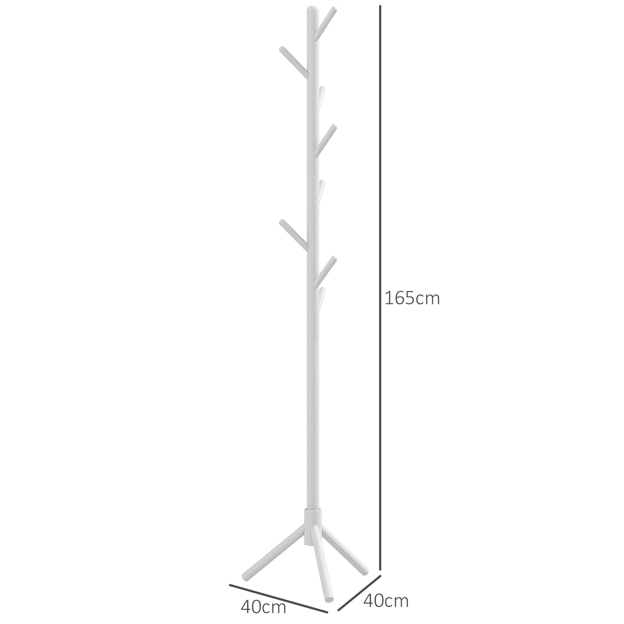 HOMCOM Eight-Hook Wooden Coat Rack - White - North Peak Garden Furniture