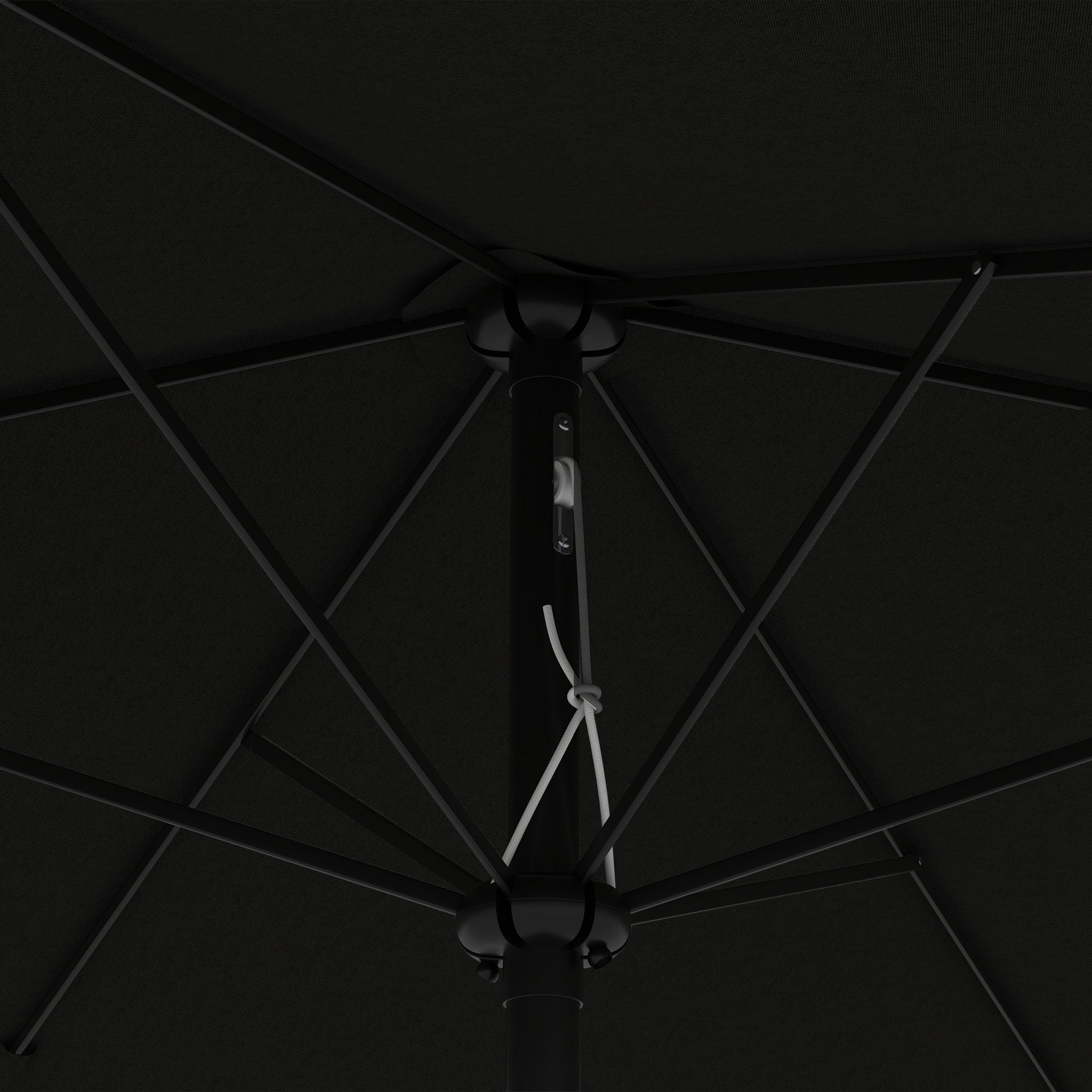 Outsunny 2 x 3(m) Garden Parasol Umbrella, Rectangular Outdoor Market Umbrella Sun Shade with Crank & Push Button Tilt, 6 Ribs, Aluminium Pole, Black - North Peak Garden Furniture