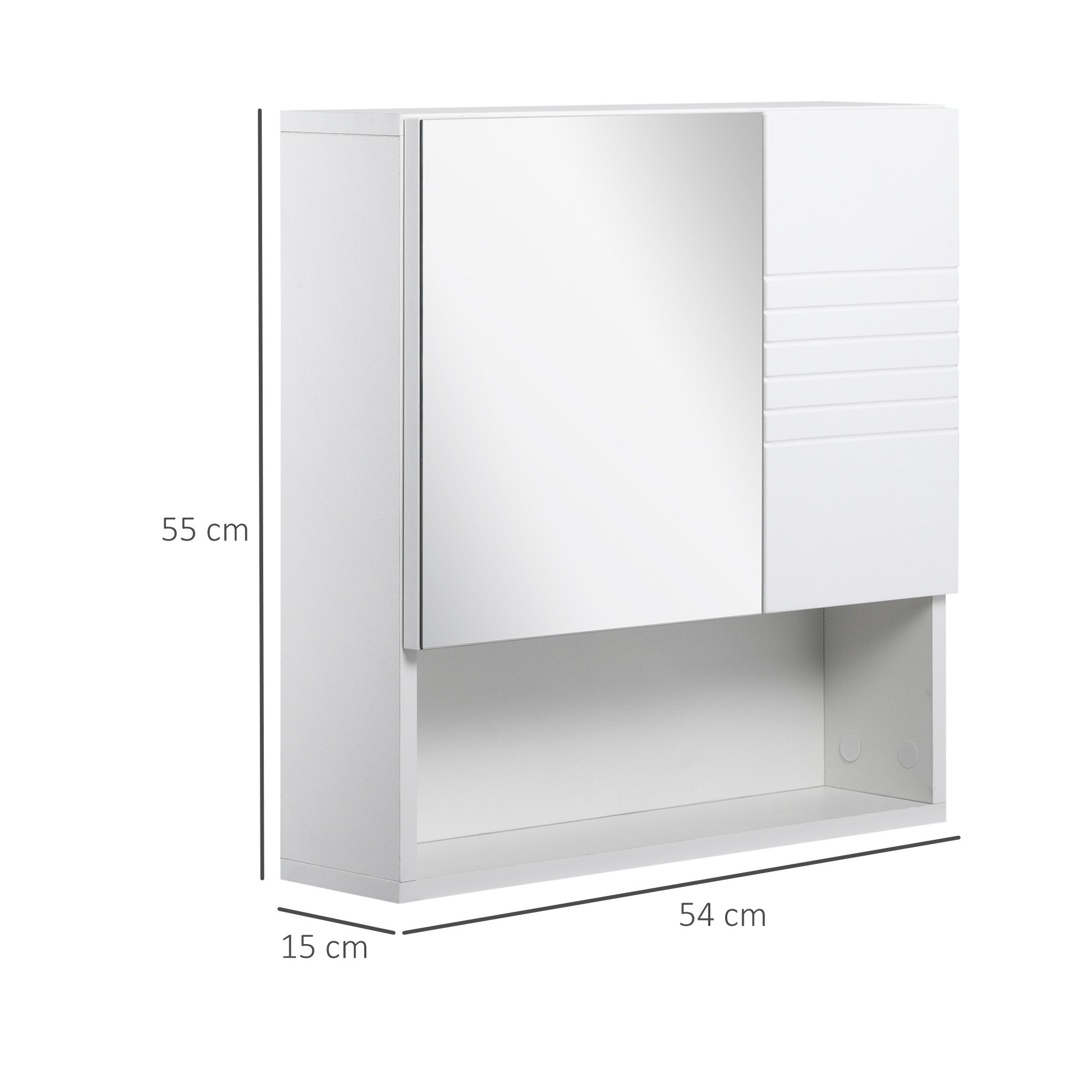 kleankin Bathroom Mirror Cabinet Wall-Mounted Storage w/ Double Door Adjustable Shelf - White - North Peak Garden Furniture