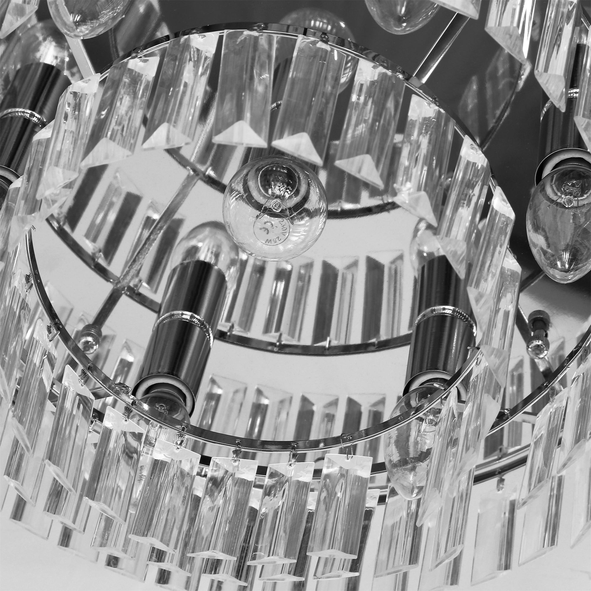 HOMCOM Round Crystal Ceiling Lamp 7 Lights Chandelier Mounted Fixture For Living Room Dining Room Hallway Modern - North Peak Garden Furniture