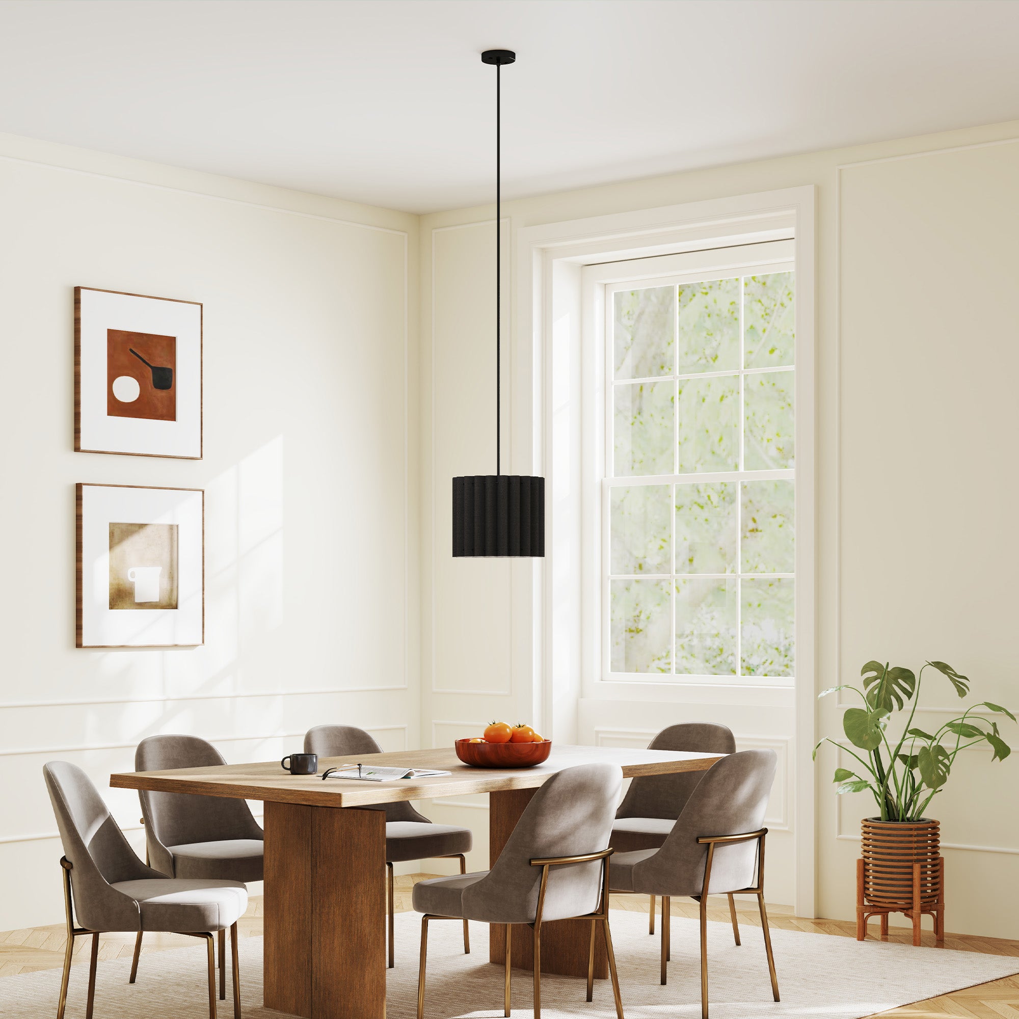 HOMCOM Linen Pendant Light, Modern Wave Ceiling Light Shade, E27 Lampshade for Living Room, Bedroom, Kitchen, Hallway, Black - North Peak Garden Furniture