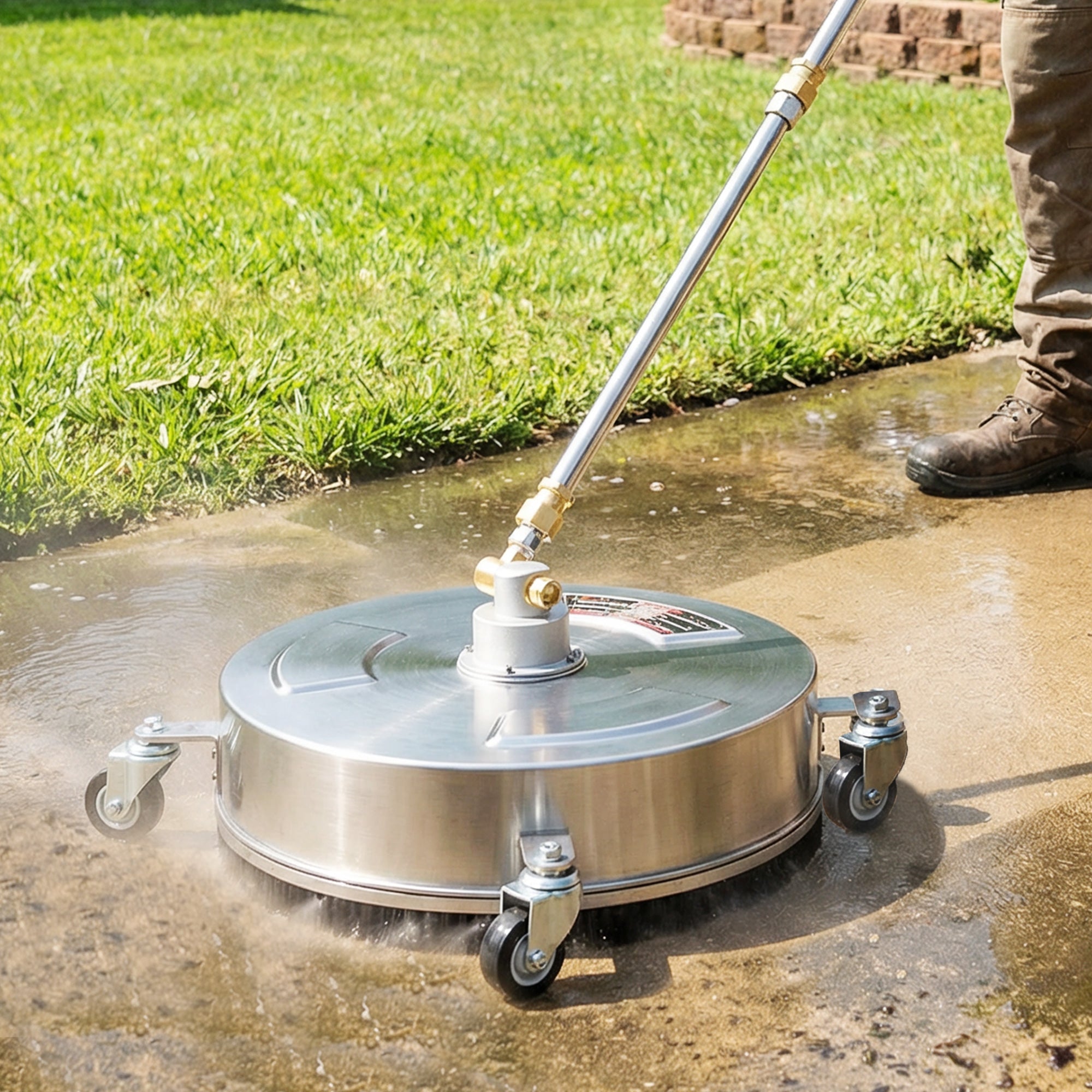 Outsunny Pressure Washer Surface Cleaner 3600 PSI Power Washer Rotary Surface Cleaner with 4 Wheels for Driveways