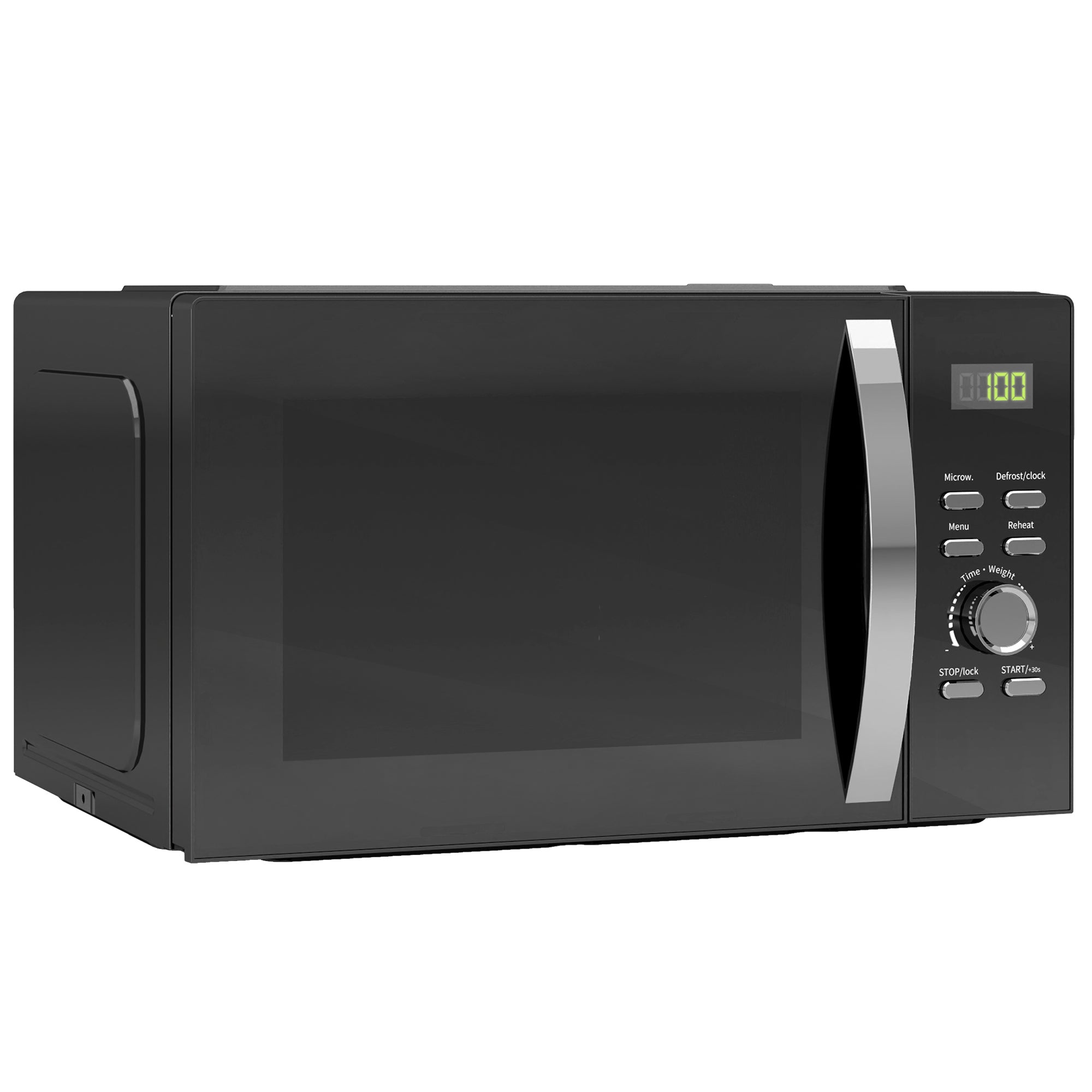 HOMCOM 23L 800W Microwave Oven, Digital Solo Microwave with 5 Power Levels, Automatic Defrost, 8 Auto Cook Menus, 60 Minutes Timer, Clock, Easy Clean, Small Black Microwave - North Peak Garden Furniture