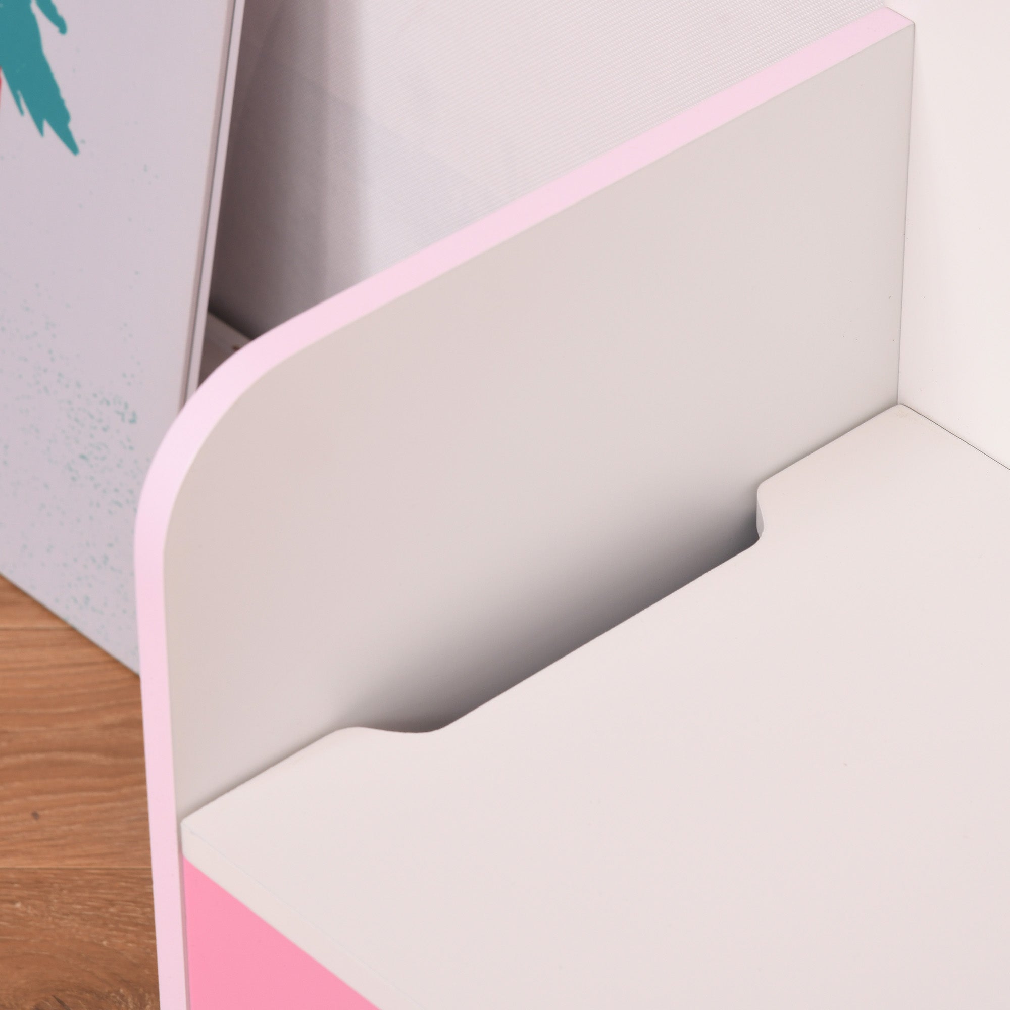HOMCOM Kids Wooden Toy Box Children Storage Chest Bench Organiser Safety Hinge Bedroom Playroom Furniture Pink - North Peak Garden Furniture