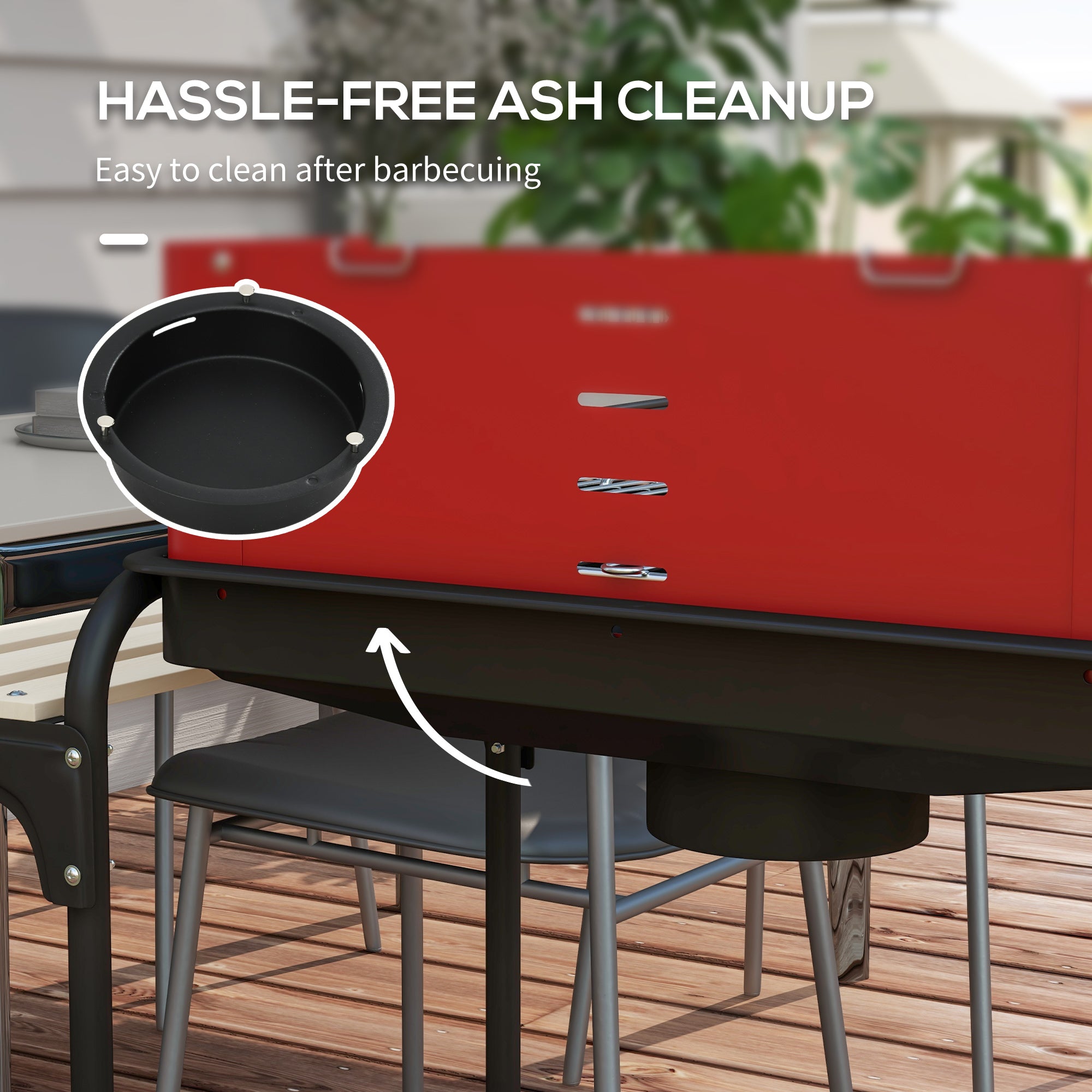 Outsunny Charcoal BBQ, with Five Position Grill Grate - Red - North Peak Garden Furniture