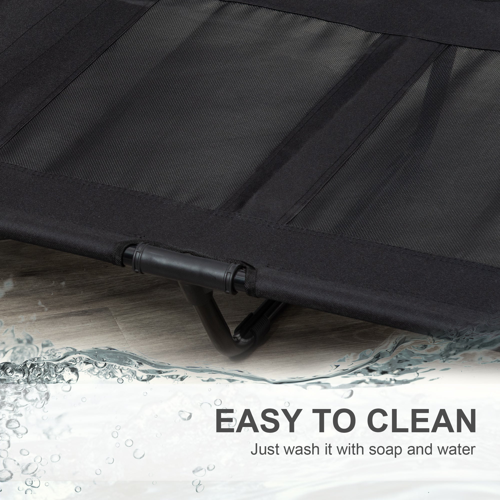 PawHut Large Raised Dog Bed Cat Elevated Lifted Cooling Portable Camping Basket Outdoor Indoor Mesh Pet Cot Metal Frame Black - North Peak Garden Furniture