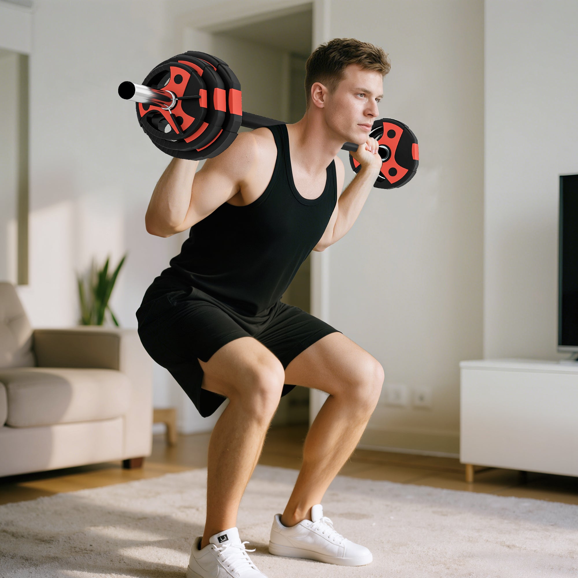 SPORTNOW 20kg Adjustable Barbell Weights Set for Home Gym, Strength Training