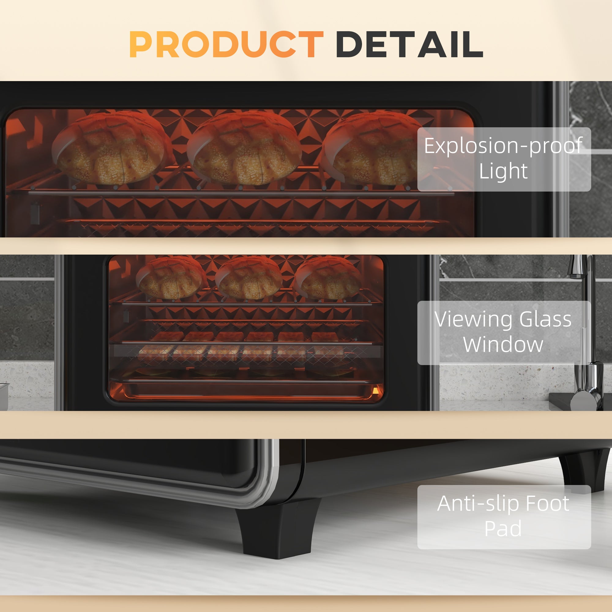 HOMCOM 20L 90-230℃ Mini Convection Oven, with Air Fry Function - Black - North Peak Garden Furniture
