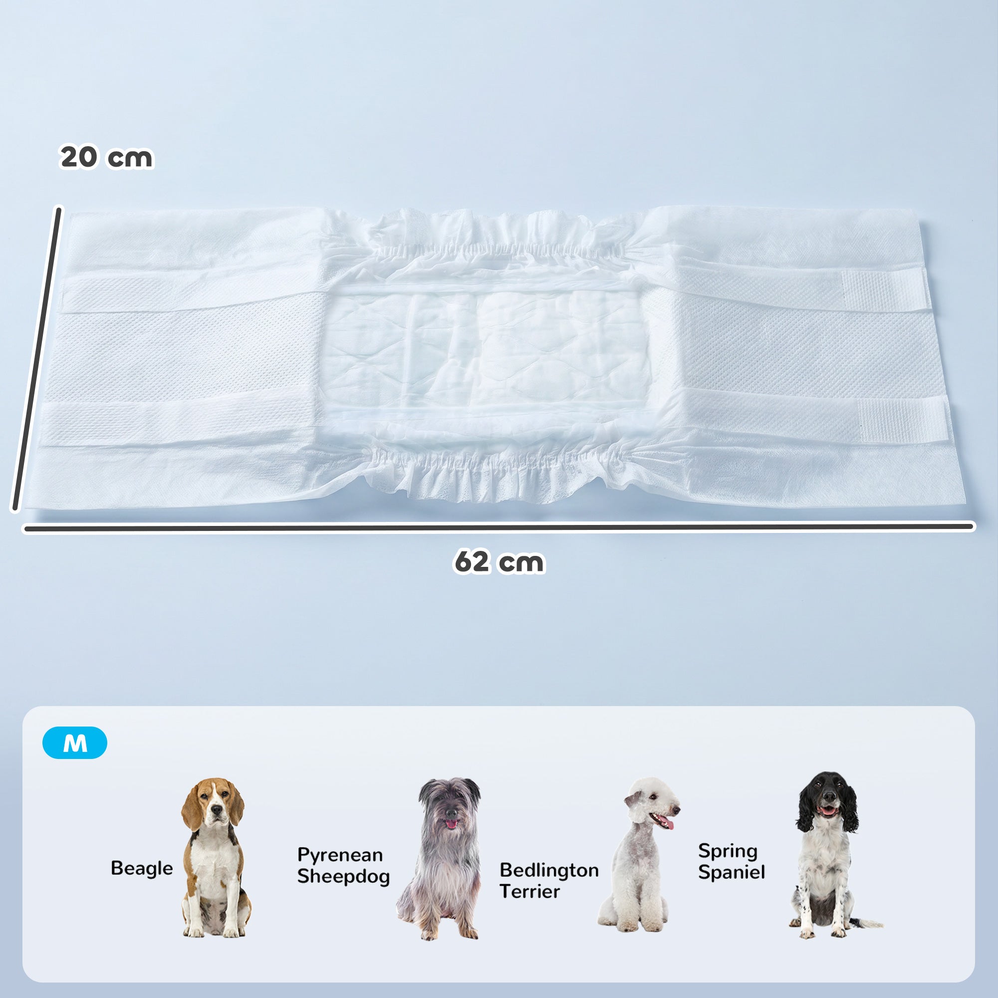 PawHut Dog Diapers Super Absorbent Leak-Proof Dog Nappies for Male Dogs Size M 45-64 cm Waist