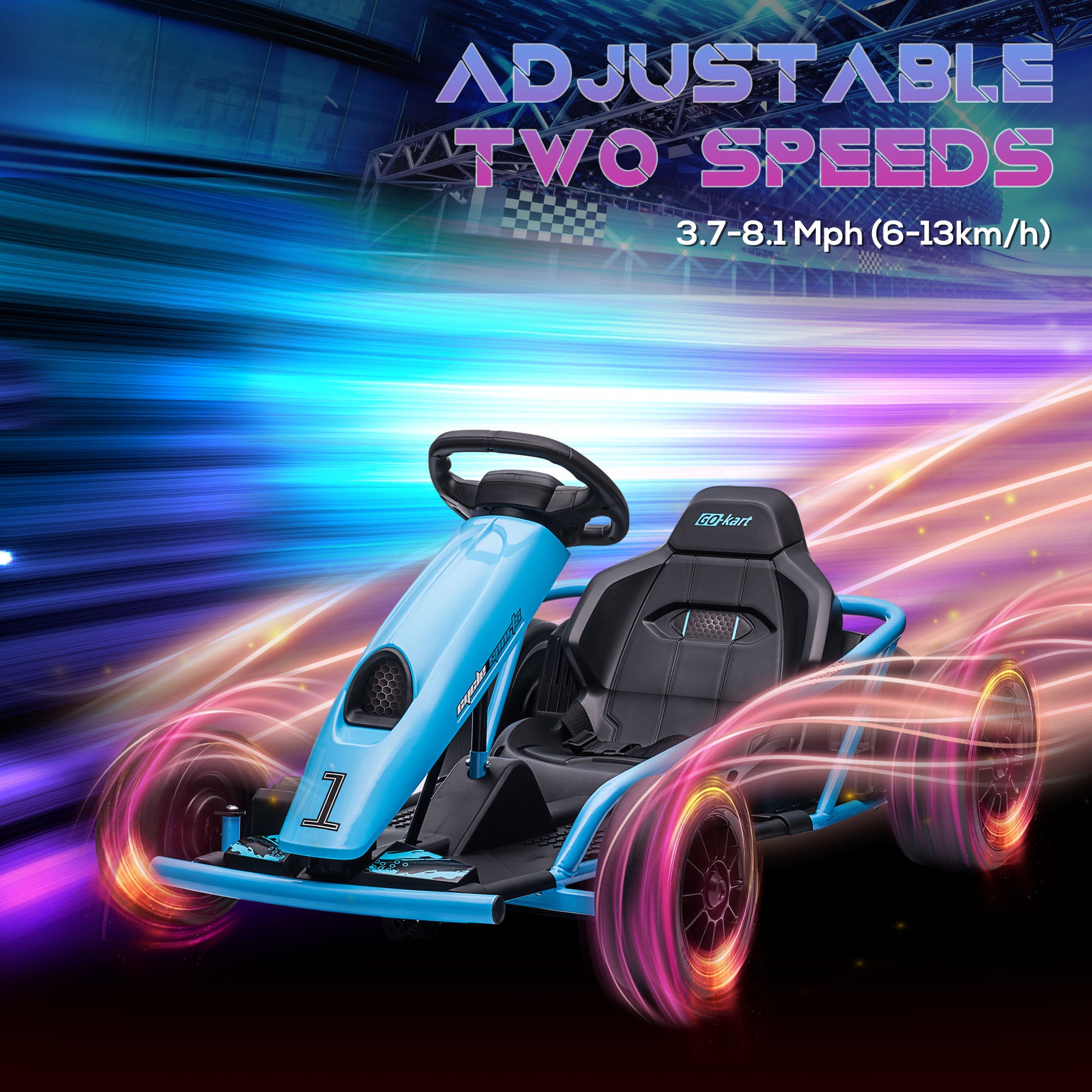 HOMCOM 24V Electric Go Kart for Kids, Drift Ride-On Racing Go Kart with 2 Speeds, for Boys Girls Aged 8-12 Years Old, Blue - North Peak Garden Furniture