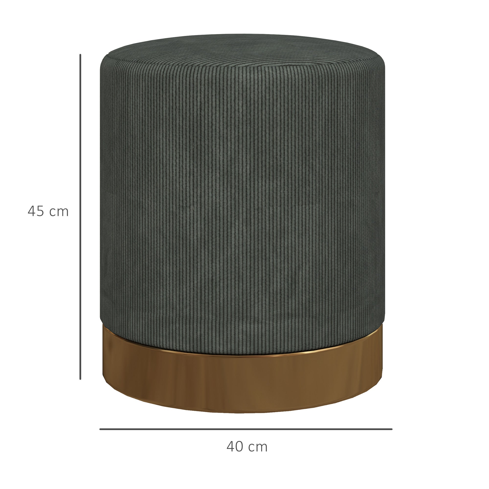HOMCOM Soft Padded Corduroy Footstool - Dark Green - North Peak Garden Furniture
