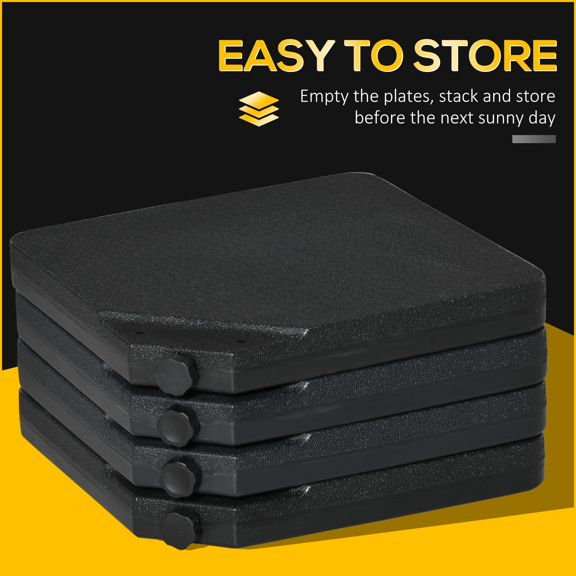 Outsunny Four-Piece Plastic Cantilever Parasol Base - Black