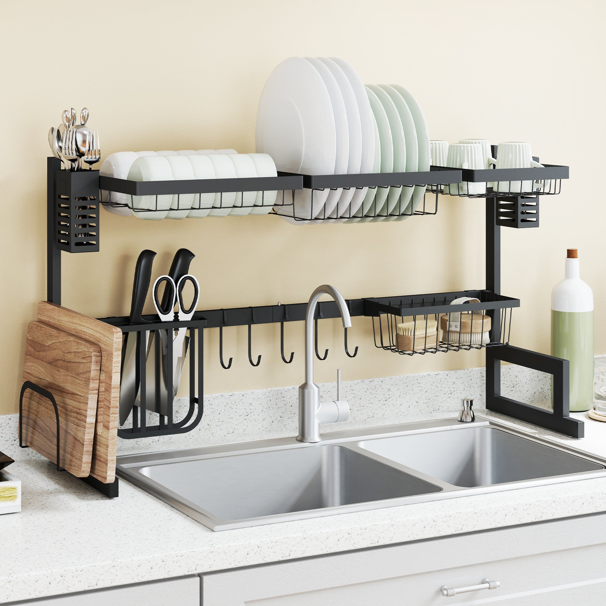 HOMCOM 93cm Modular Over-Sink Drying Rack - North Peak Garden Furniture