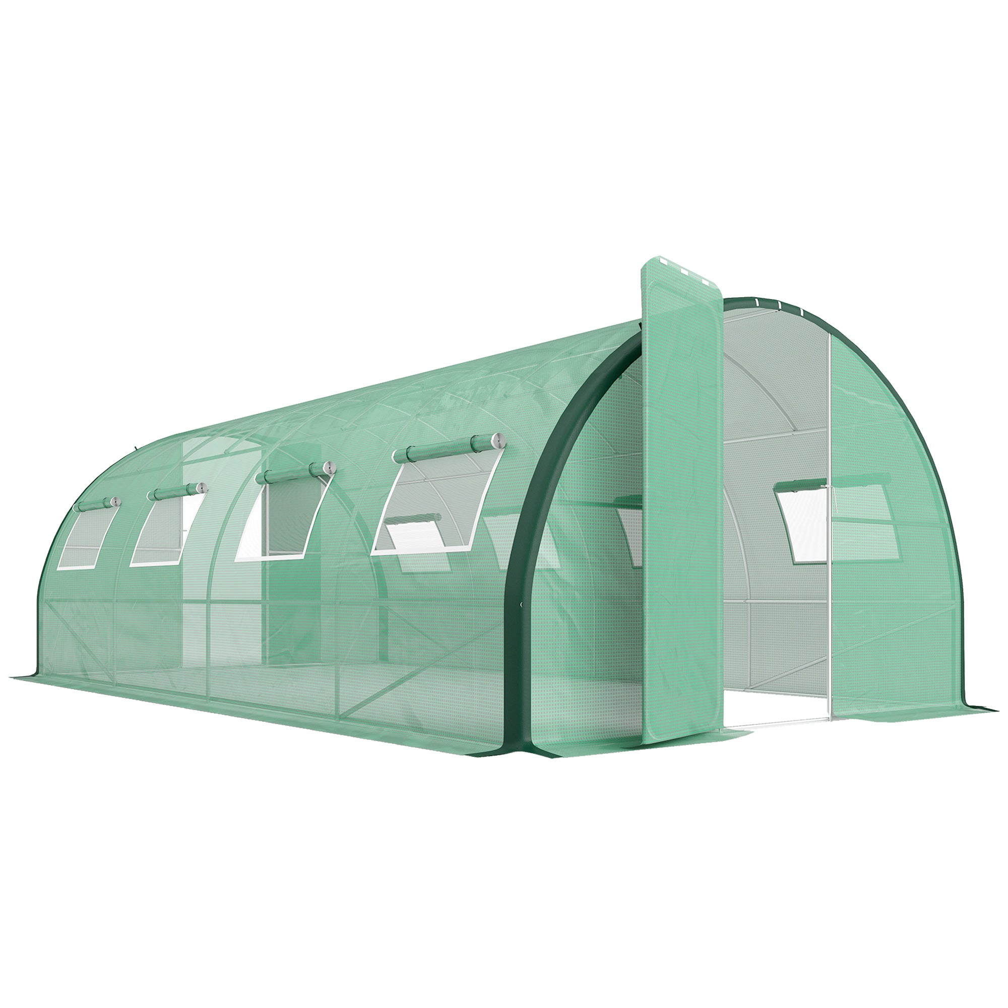 Outsunny Polyethylene Upgraded Structure Walk-in Polytunnel Greenhouse, 6 x 3(m), Green