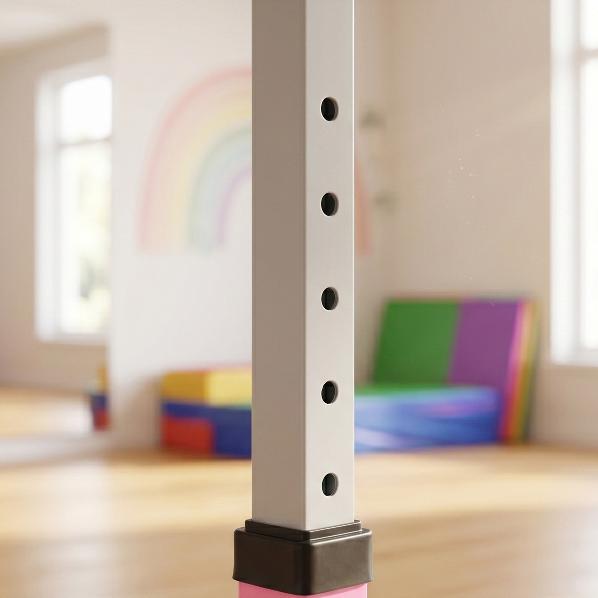 HOMCOM Height Adjustable Gymnastics Horizontal Bar For Kids Home Gym Training Children Junior Kip High Bar Fitness Pink