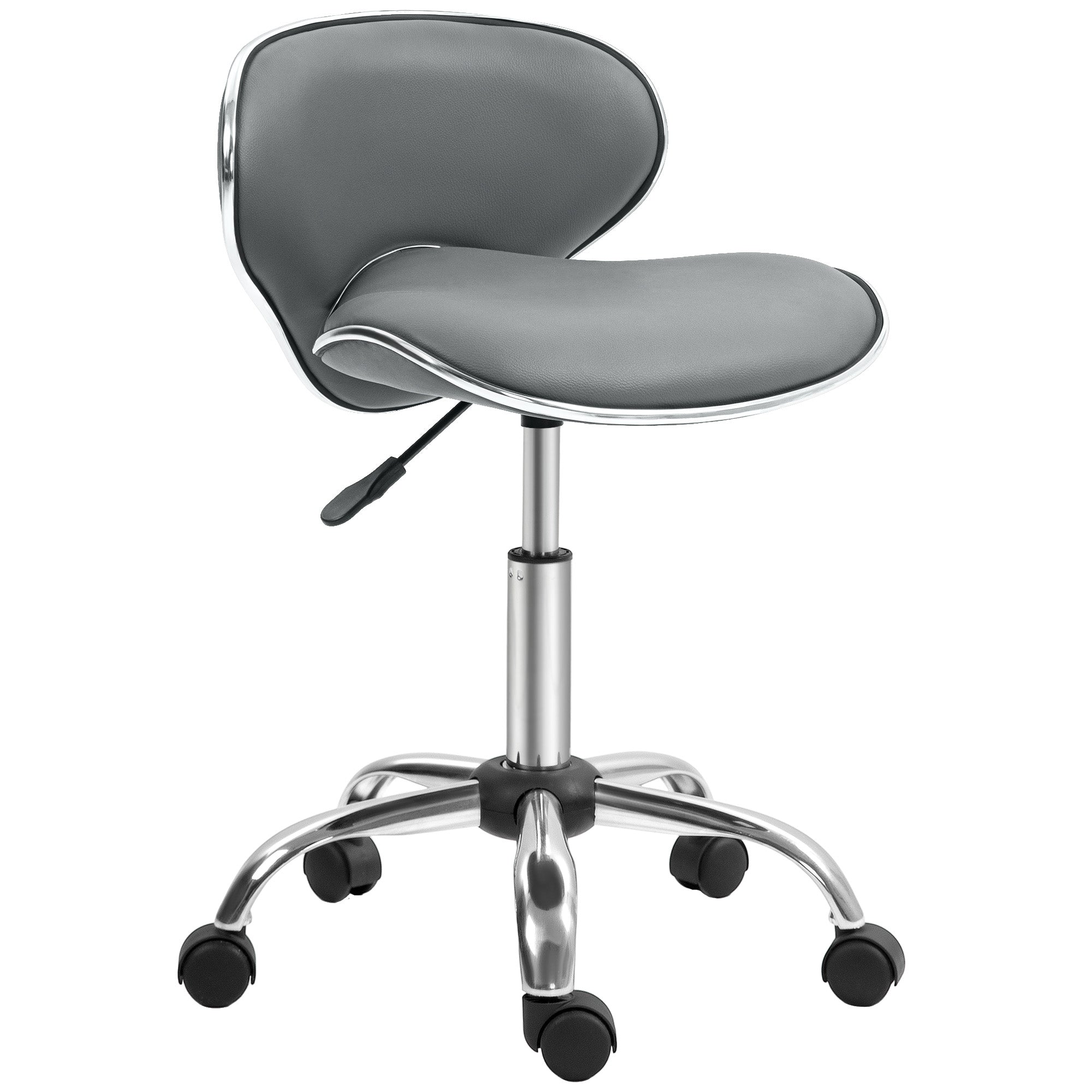 HOMCOM Adjustable Rolling Swivel Beauty Salon Chair, Stool for Spa, Grey - North Peak Garden Furniture