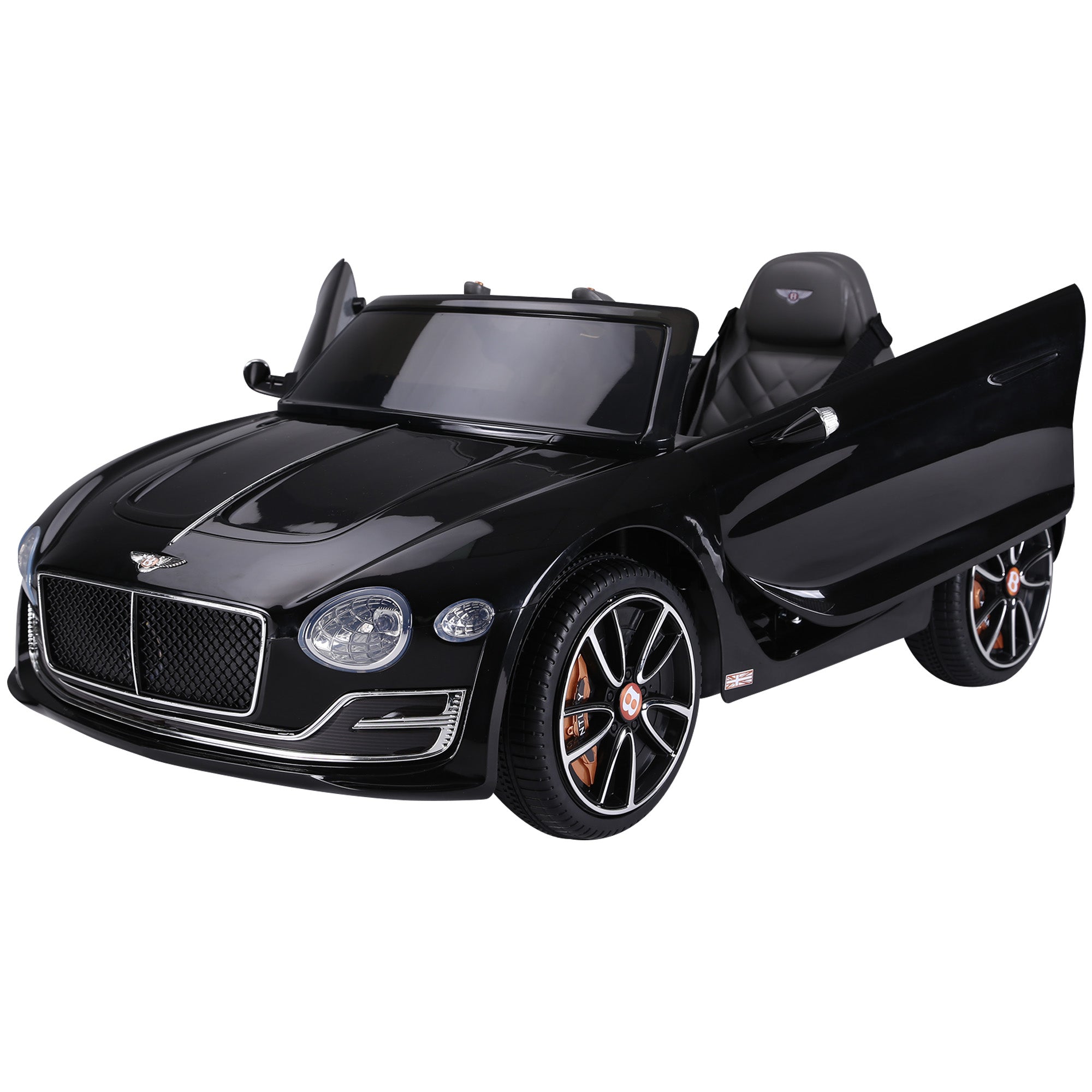 HOMCOM Bentley GT Licensed 12V Kids Electric Ride On Car with Remote Control Two Motors LED Light Music for 3-5 Years Black