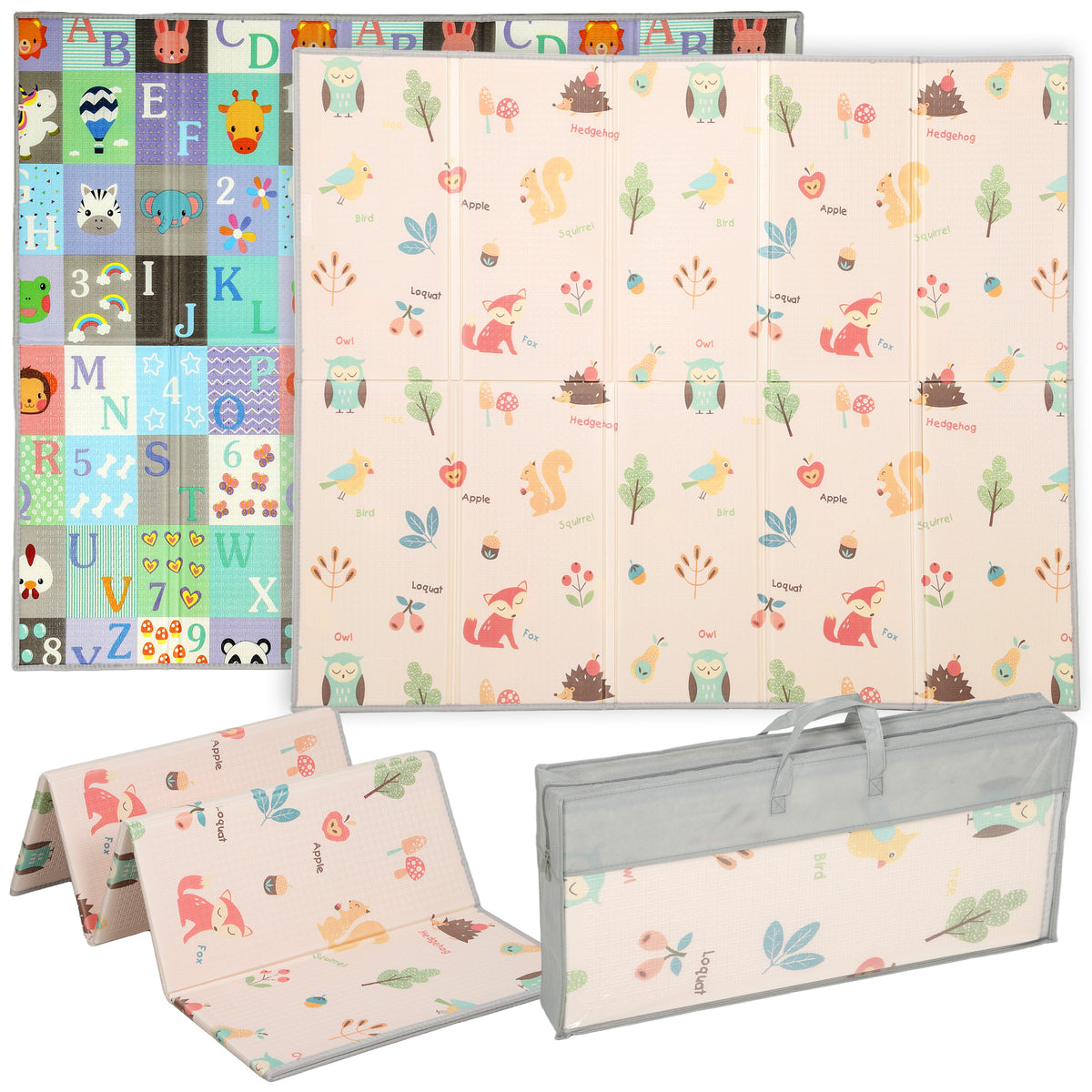 AIYAPLAY Foldable Baby Play Mat Double-Sided, Reversible Foam Soft Crawling Mat for Toddlers, for Bedroom, Nursery and Playroom