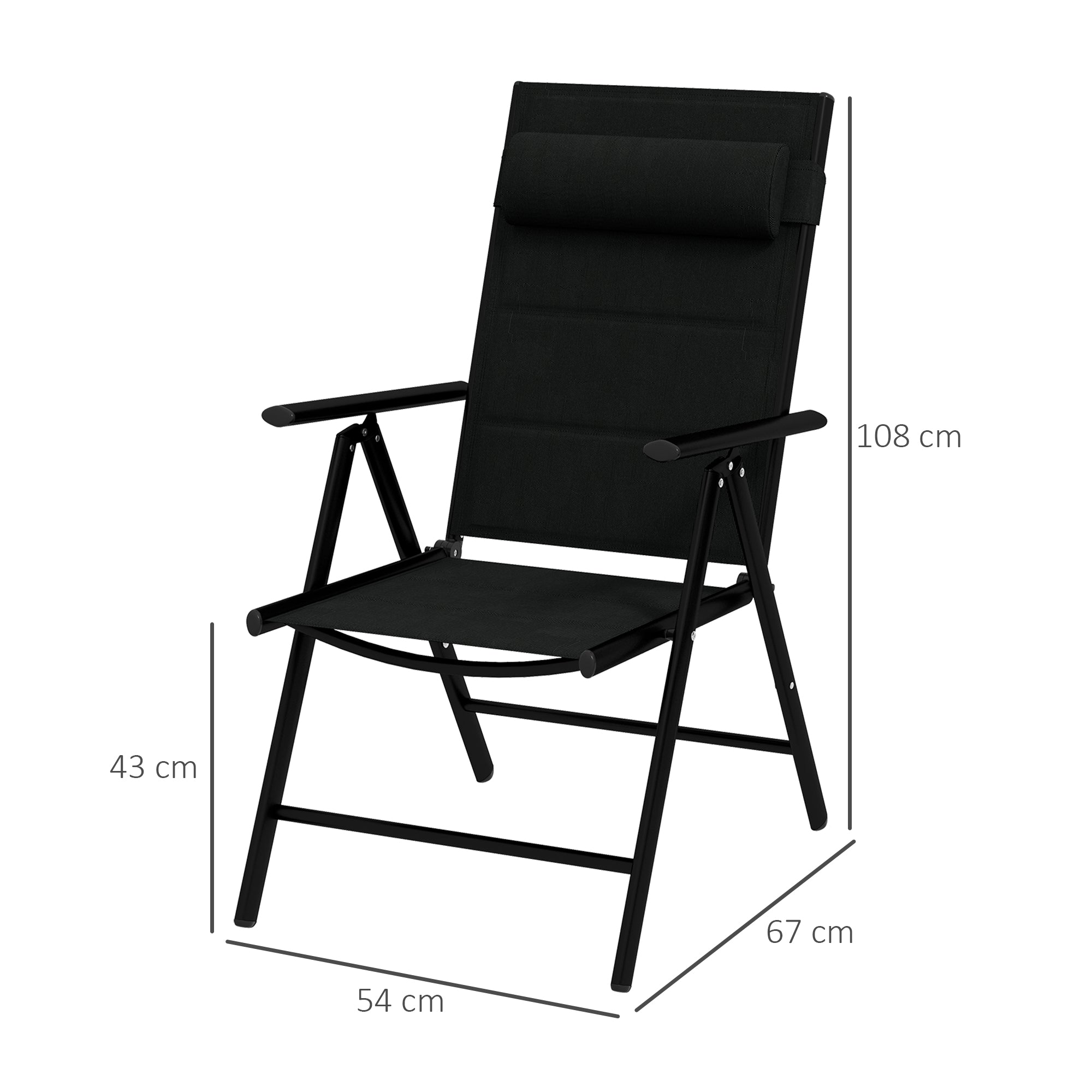 Outsunny Set of Two Padded Garden Chairs - Black - North Peak Garden Furniture