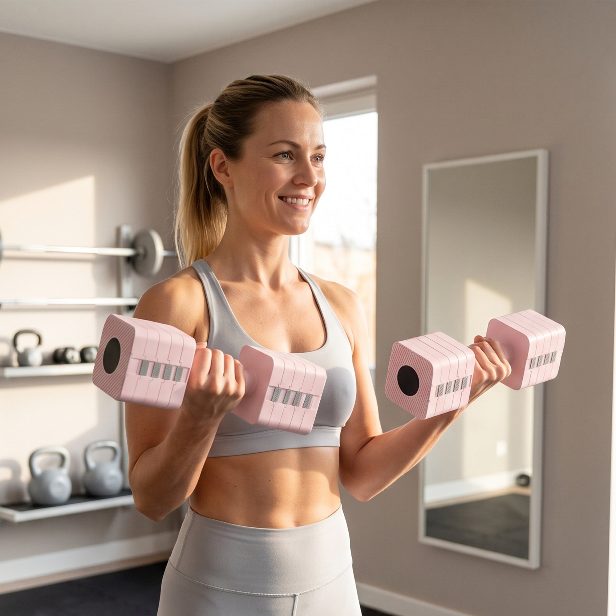 SPORTNOW Adjustable Dumbbell Set of 2, Each 1/2/3/4/5 kg Weight, 5-in-1 Weights Dumbbells Set with Non-Slip Handle, Pink