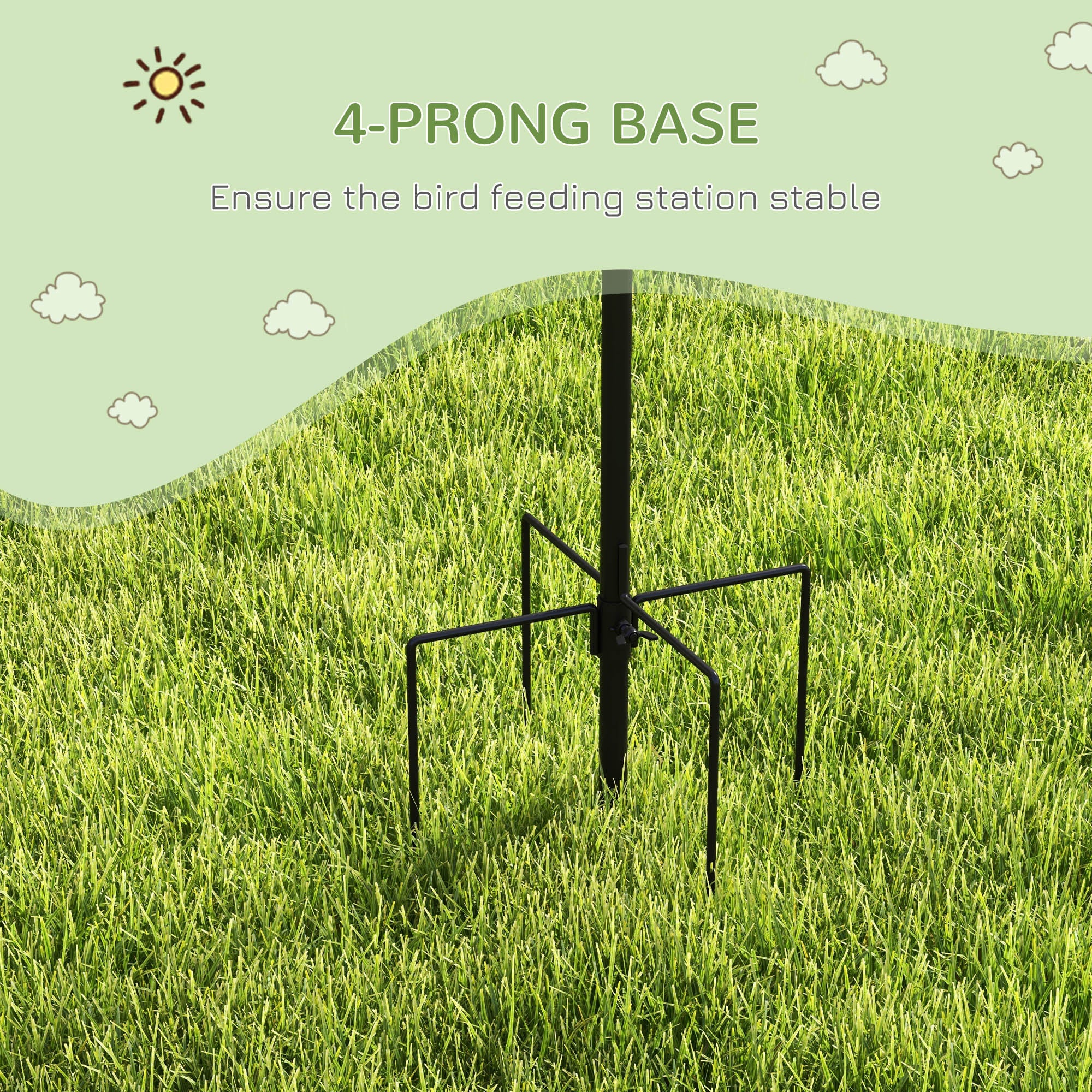 Pawhut Bird Feeding Station Kit, Wild Bird Feeder Pole with 6 Hooks, 4 Hanging Feeders for Peanuts, Seed, Fat Balls, for Garden, Outdoor, Black - North Peak Garden Furniture