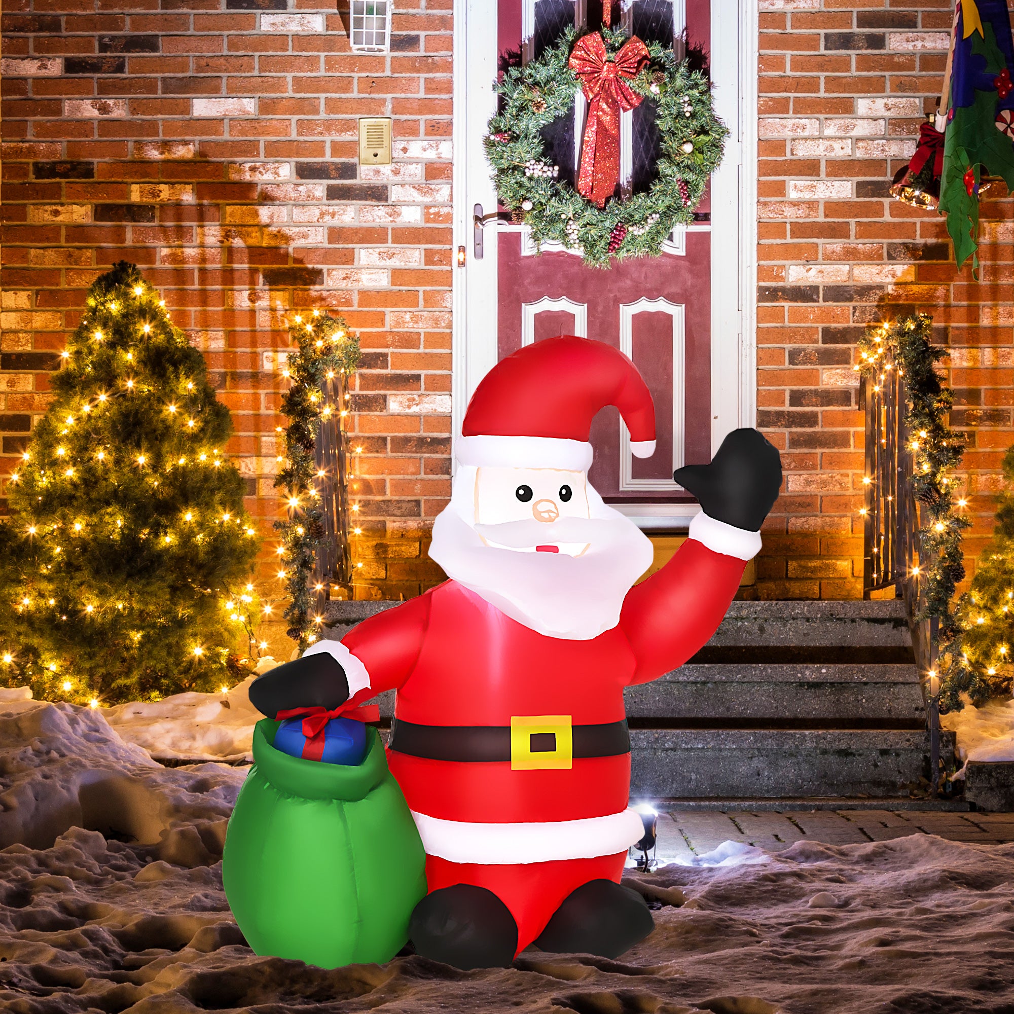 HOMCOM Inflatable Blow up Christmas Santa Claus 4ft LED Yard Holiday Decoration - North Peak Garden Furniture