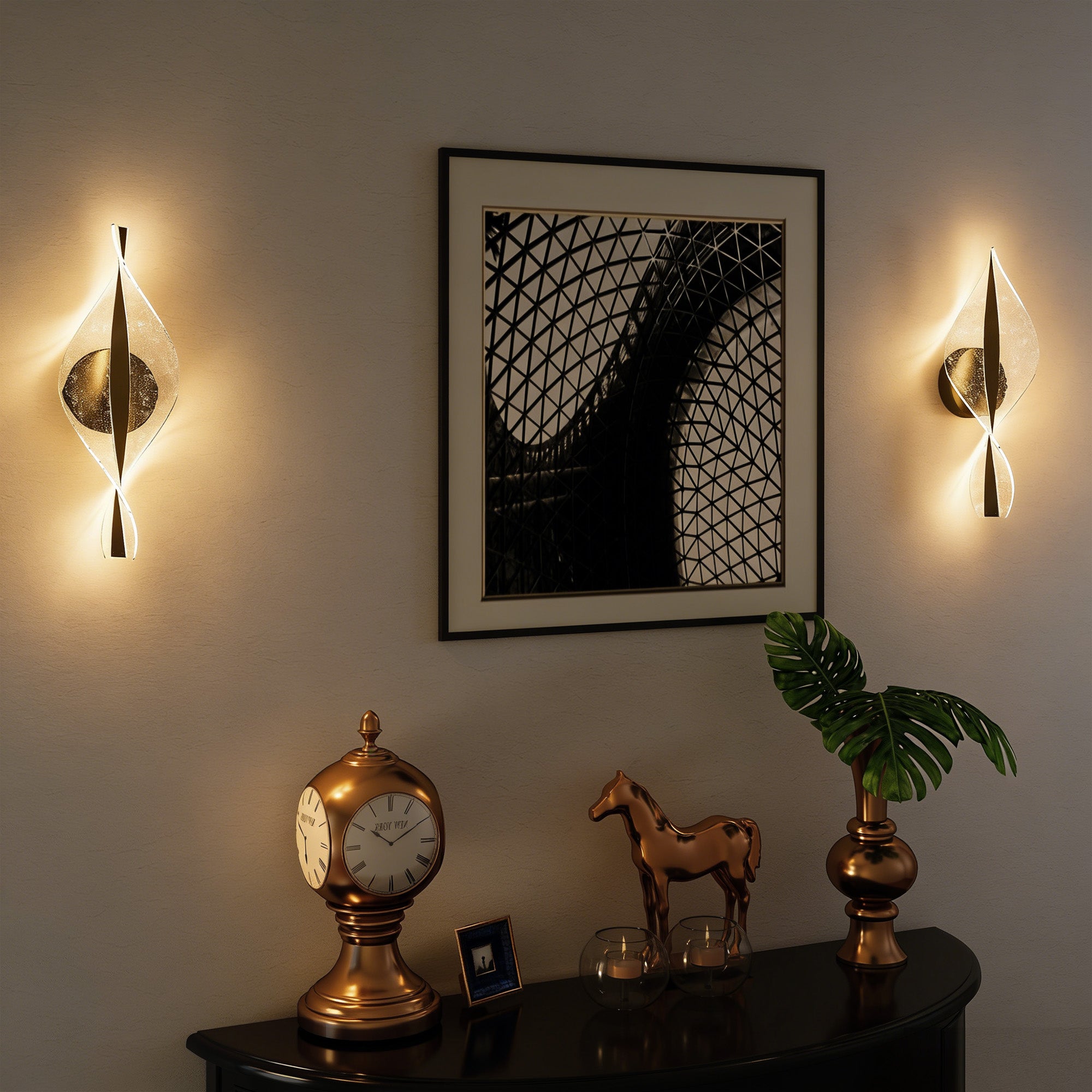 HOMCOM Led Wall Lamp 2 Pack, 13W Modern Indoor Spiral Wall Light, Colour Temperature Adjustable 3000K/4000K/6500K, for Bedroom, Living Room, Hallway, Stairs, Black